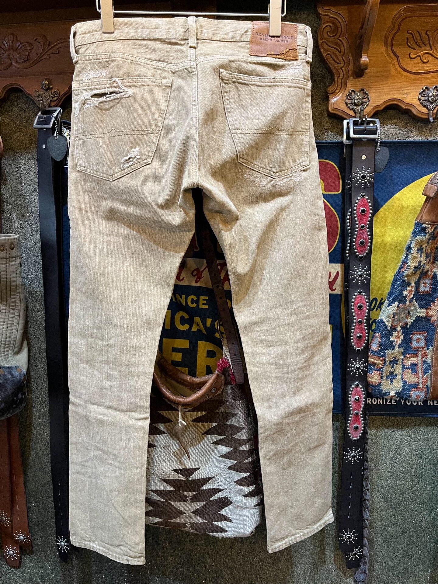 RRL Ralph Lauren rrl distressed beige denim pants by Ralph Lauren Size US 31 - 2 Thumbnail
