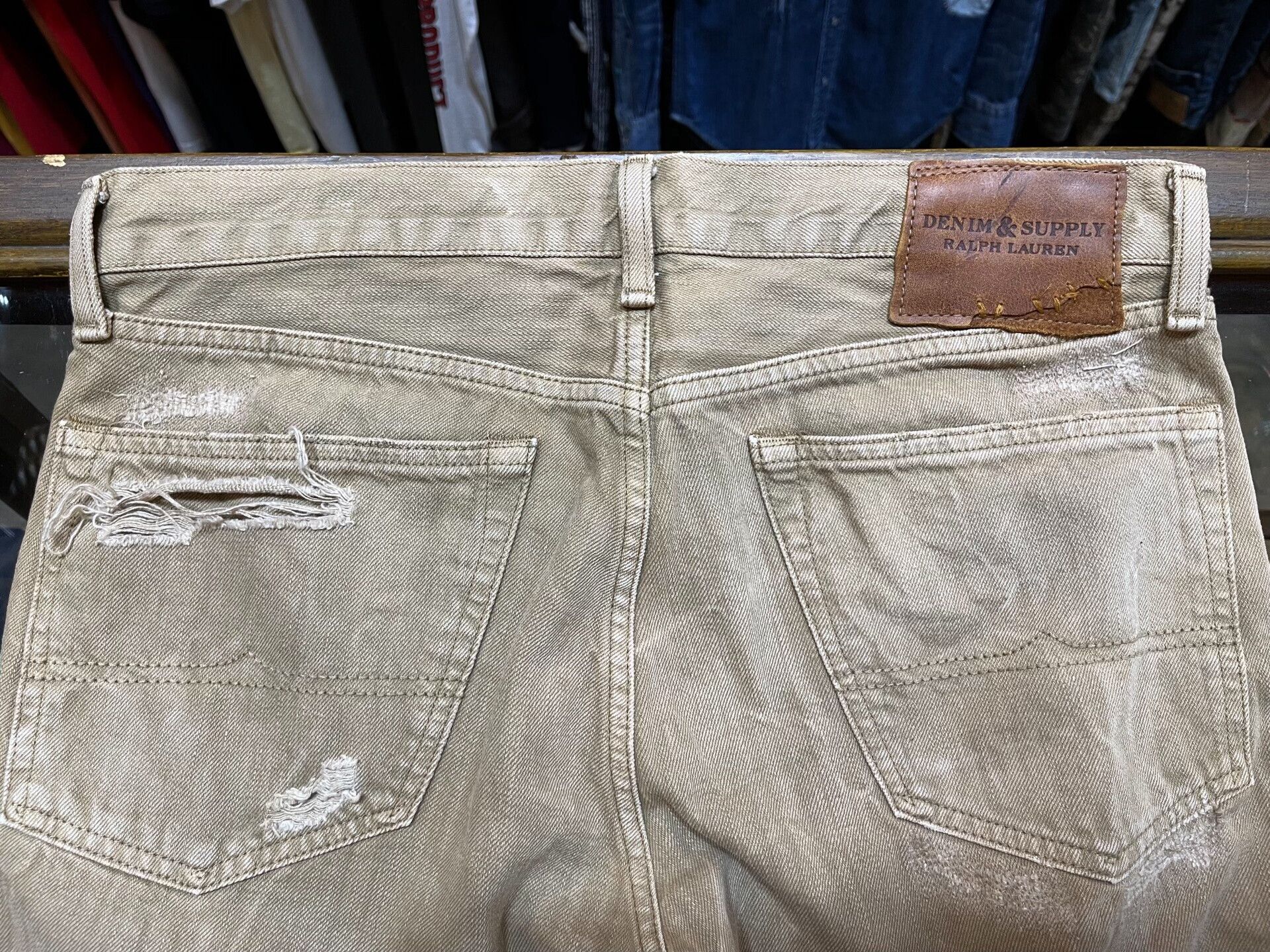RRL Ralph Lauren rrl distressed beige denim pants by Ralph Lauren Size US 31 - 9 Thumbnail
