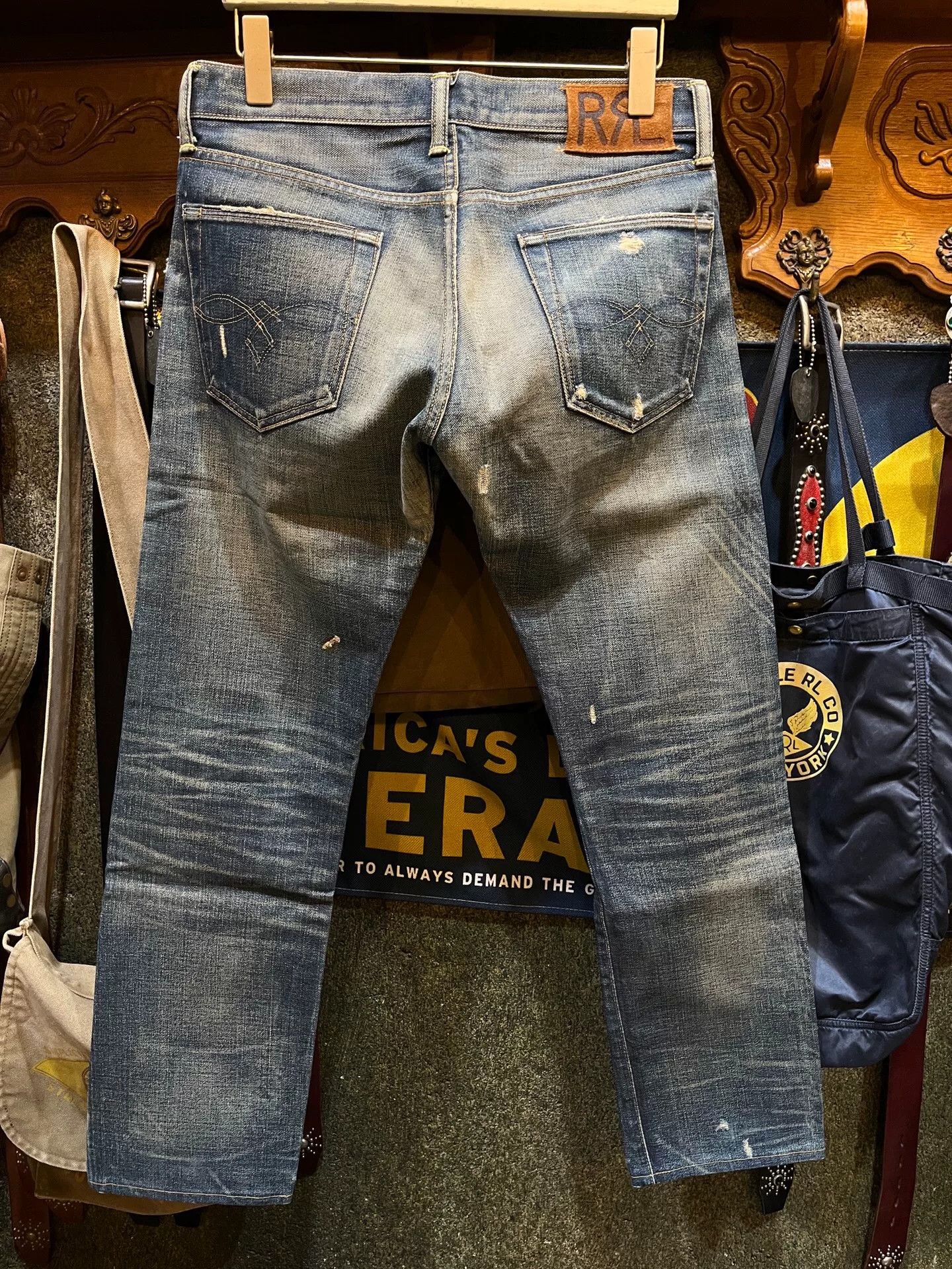 RRL Ralph Lauren distressed denim jeans by double rl Size US 30 / EU 46 - 2 Thumbnail
