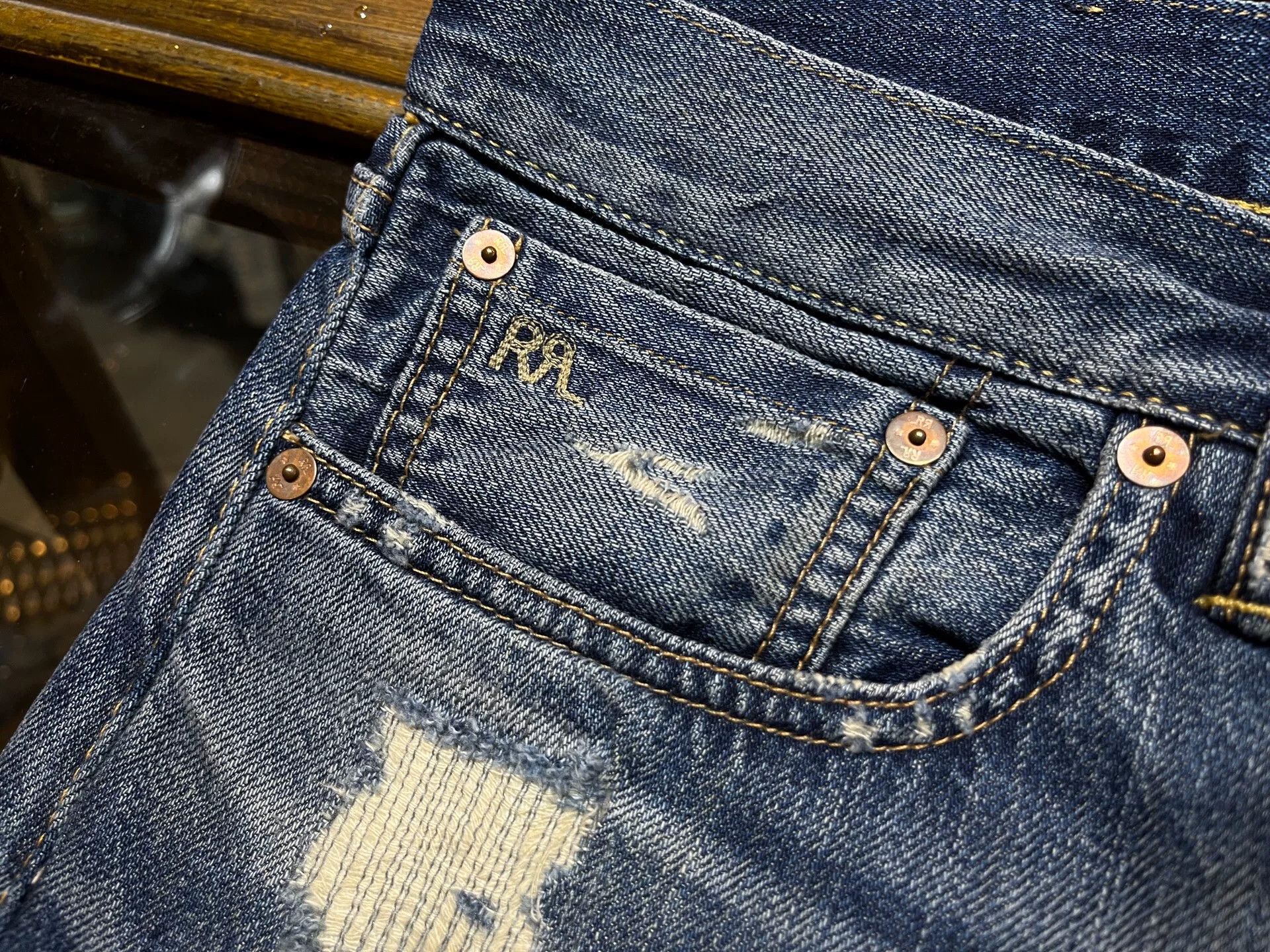 RRL Ralph Lauren distressed low-rise denim jeans by RRL Size US 32 / EU 48 - 4 Thumbnail