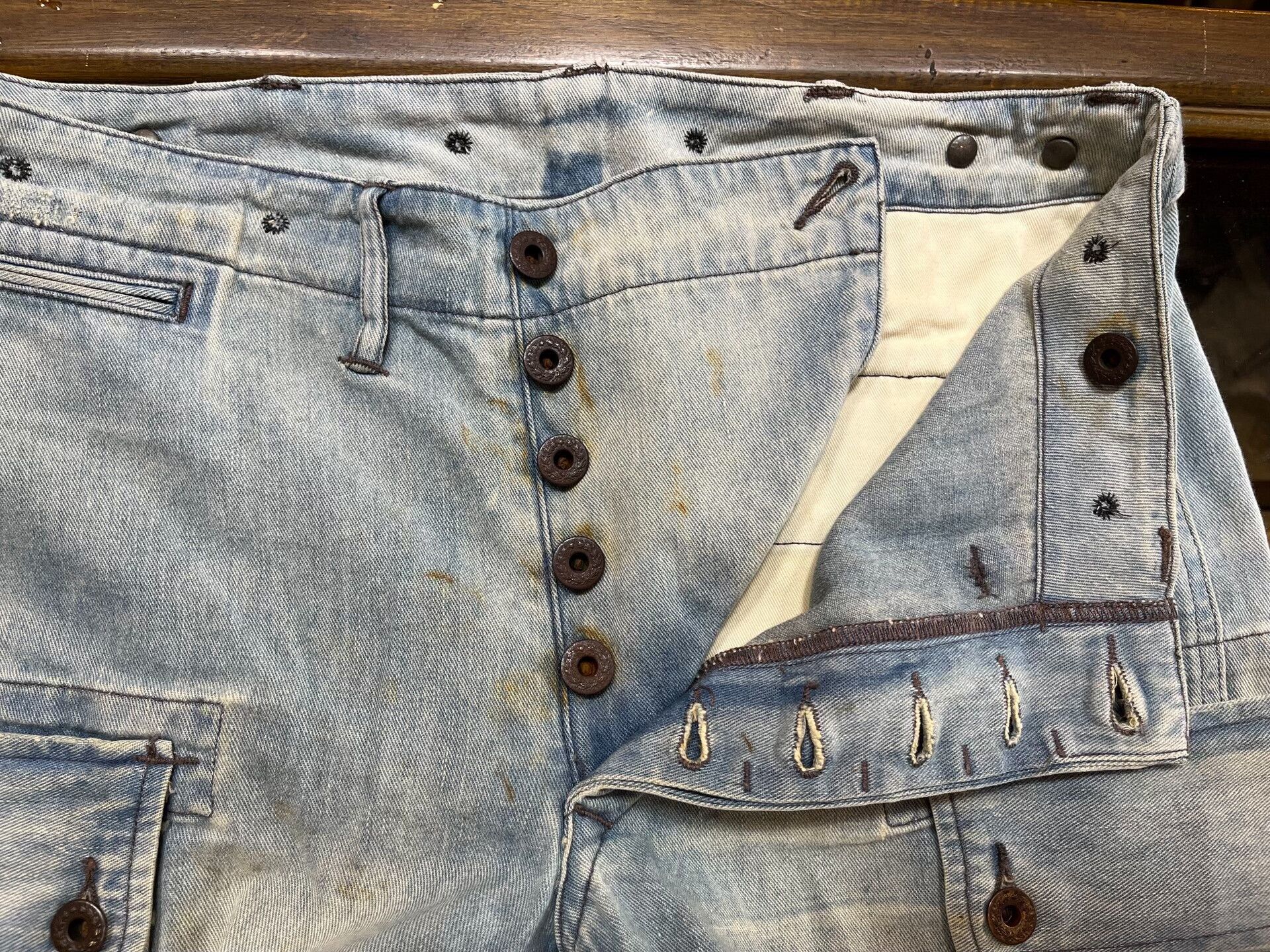 RRL Ralph Lauren vintage rrl washed denim cargo pants Size US 29 - 4 Thumbnail