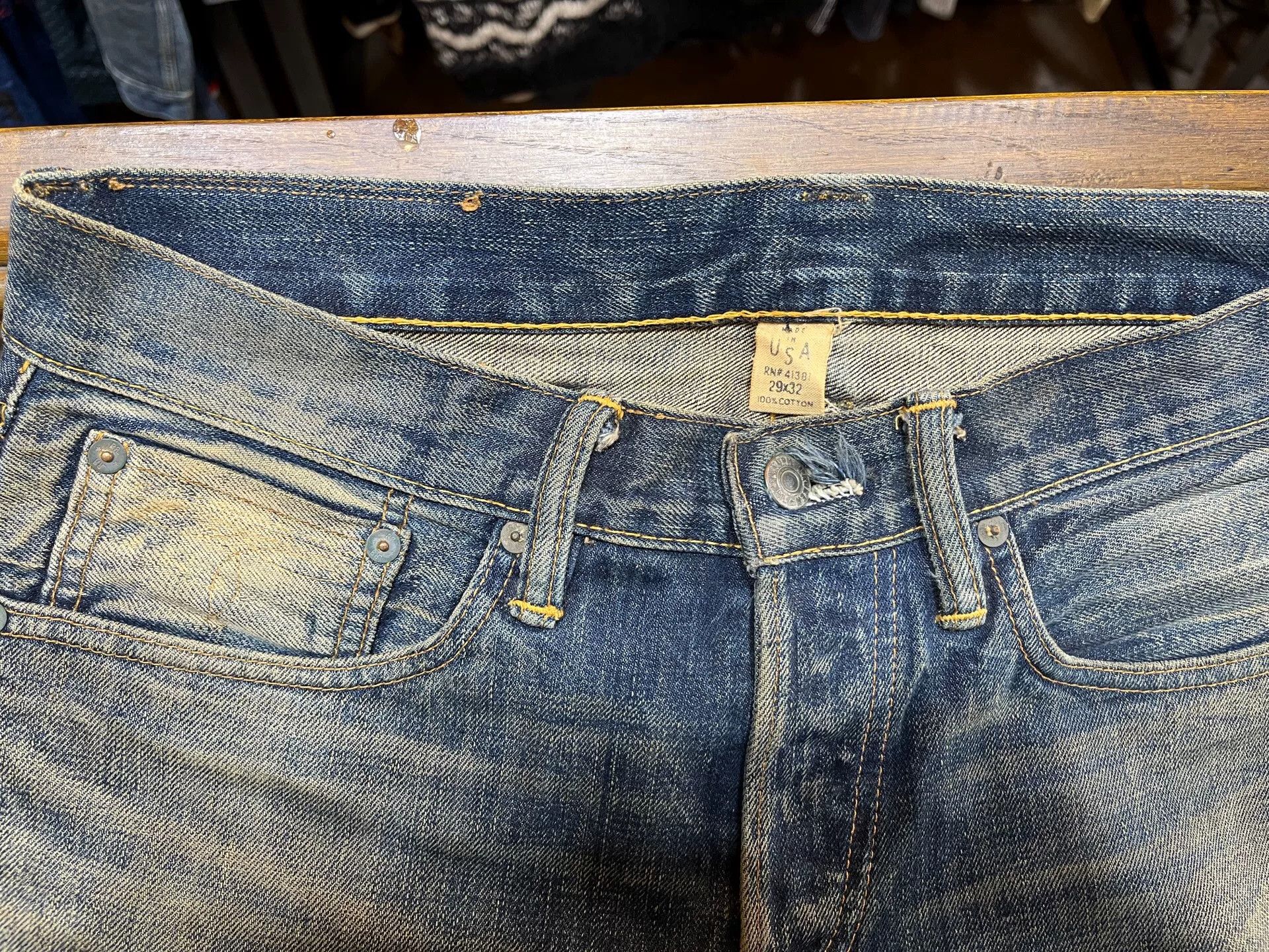 RRL Ralph Lauren vintage rrl distressed denim jeans 29x32 Size US 29 - 3 Thumbnail