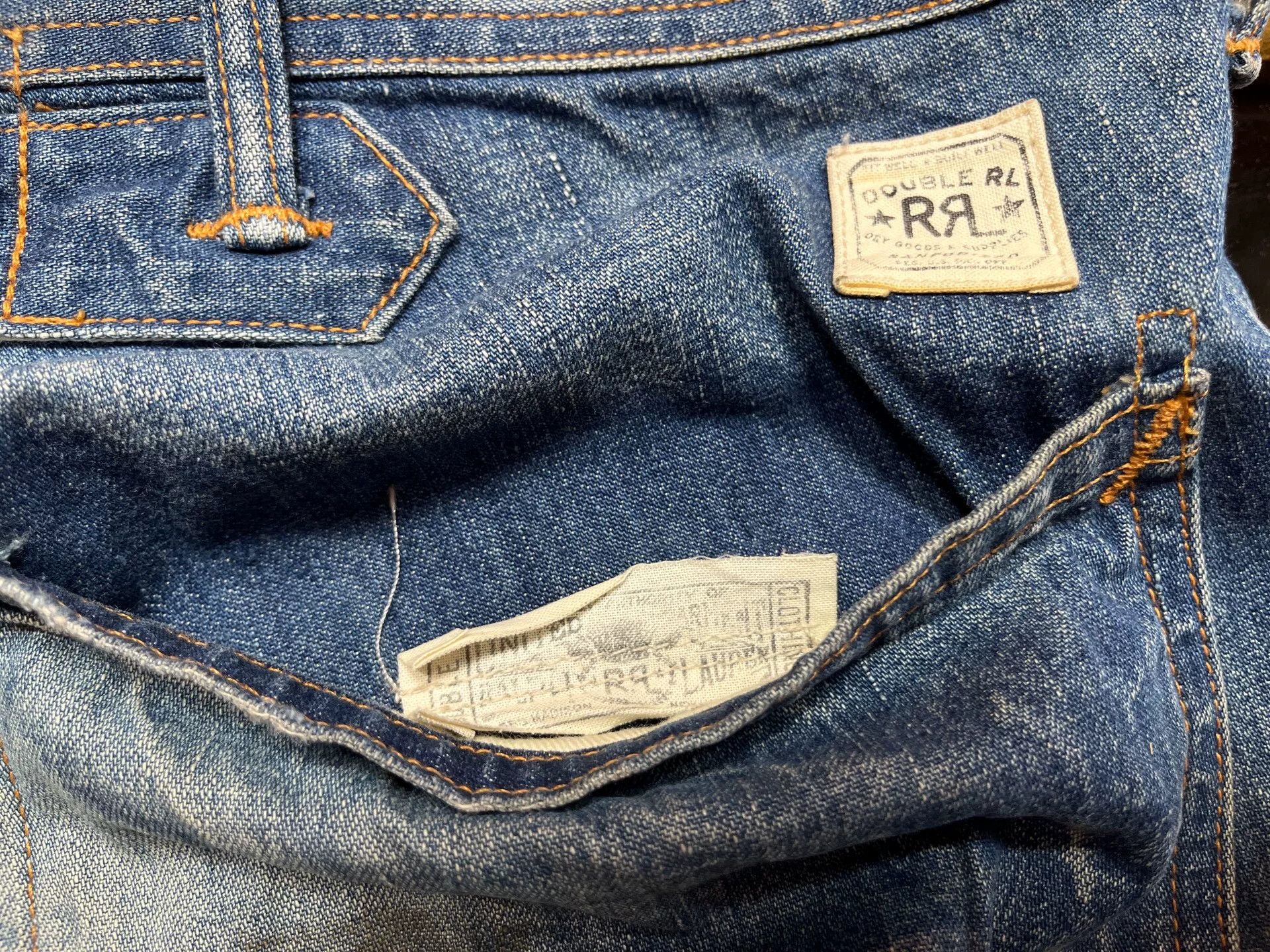 RRL Ralph Lauren distressed double rl workwear denim pants Size US 34 / EU 50 - 5 Thumbnail