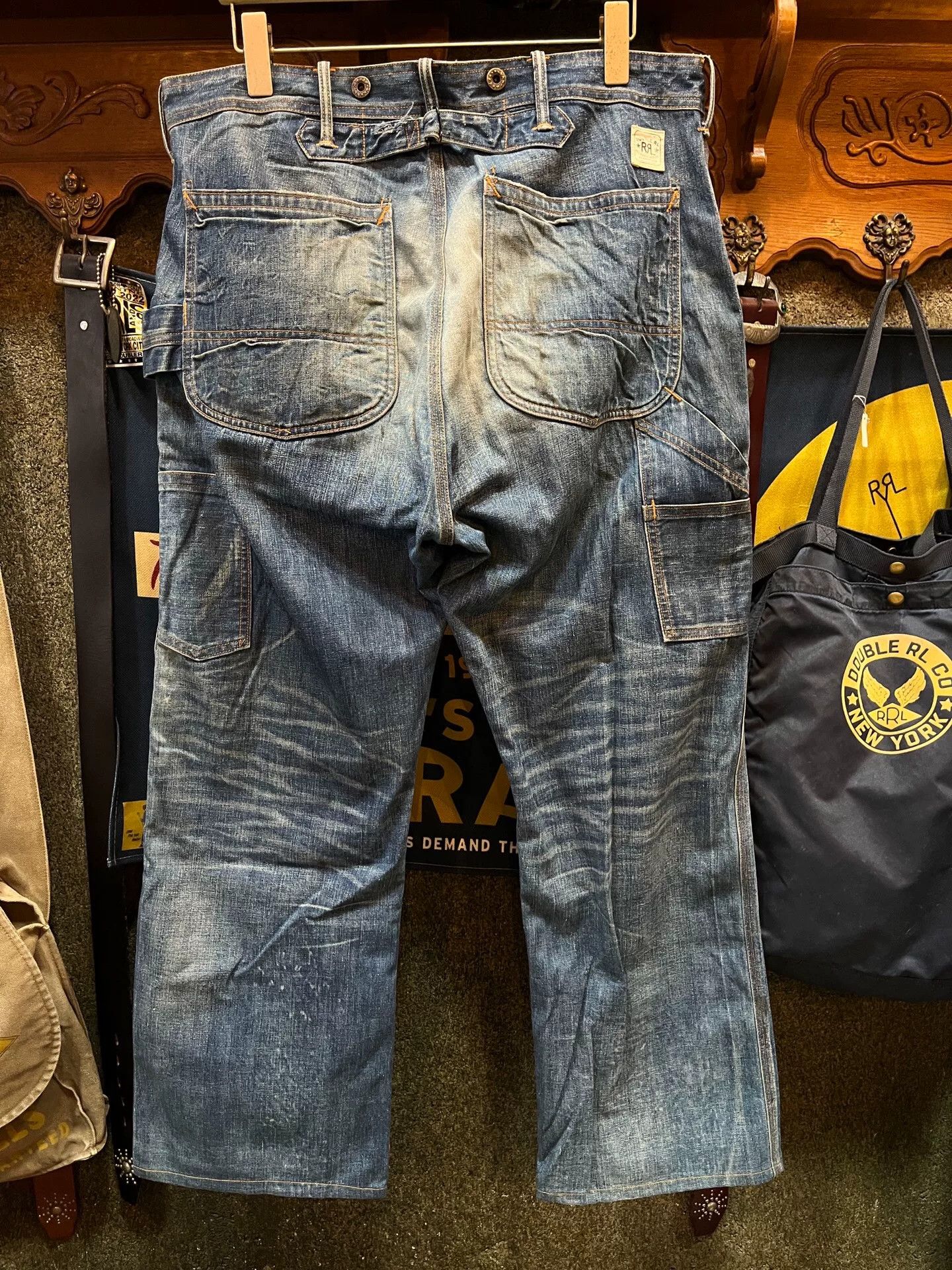 RRL Ralph Lauren distressed double rl workwear denim pants Size US 34 / EU 50 - 2 Thumbnail