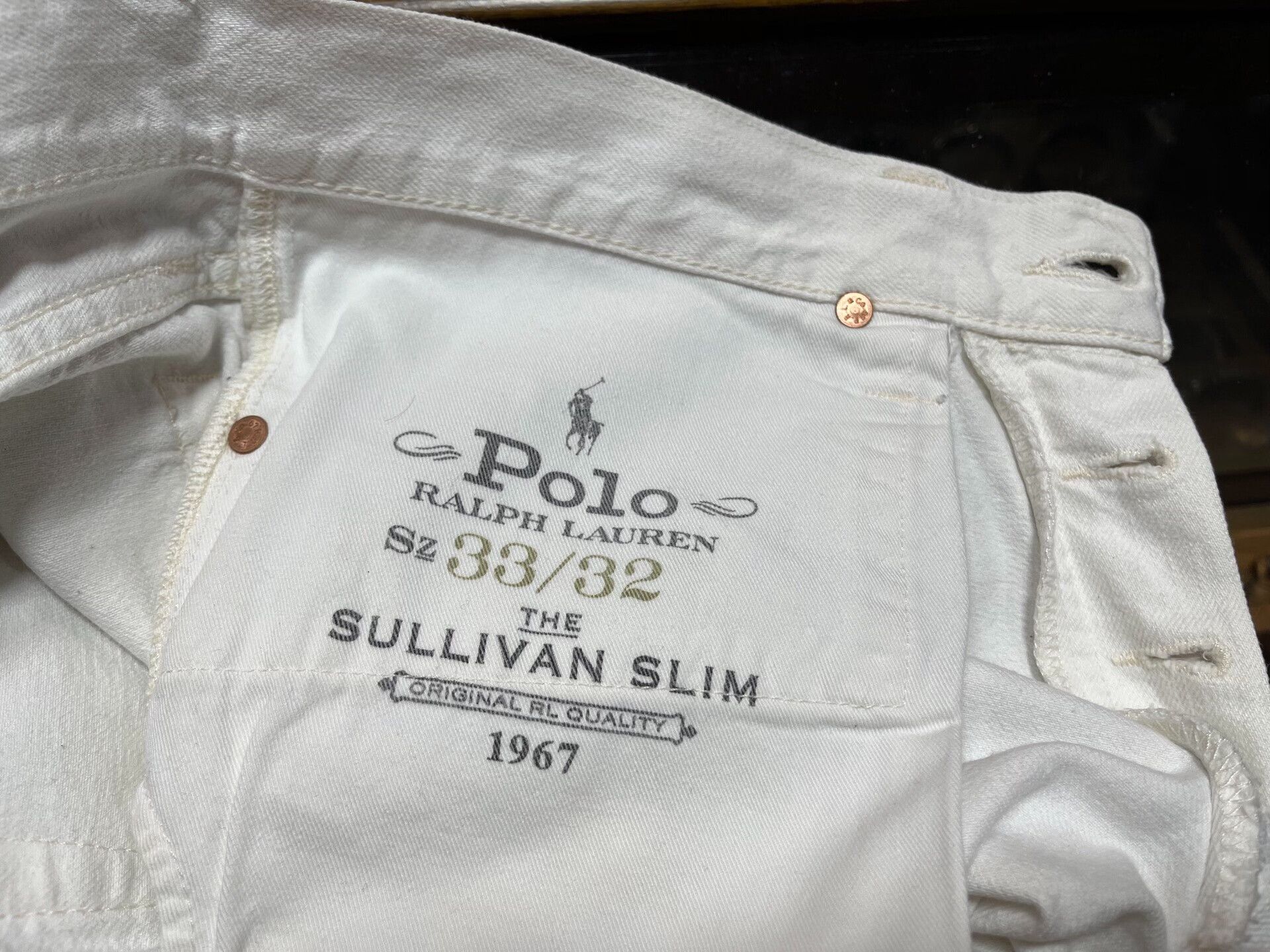 RRL Ralph Lauren white distressed patch denim pants Size US 33 - 4 Thumbnail