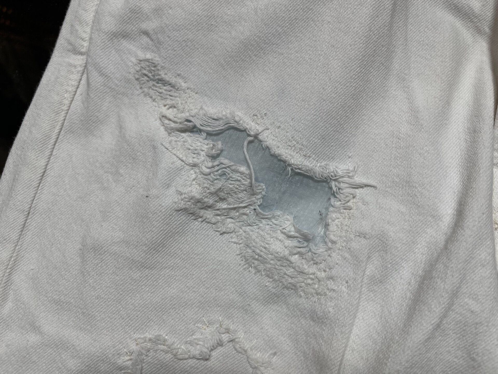 RRL Ralph Lauren white distressed patch denim pants Size US 33 - 6 Thumbnail