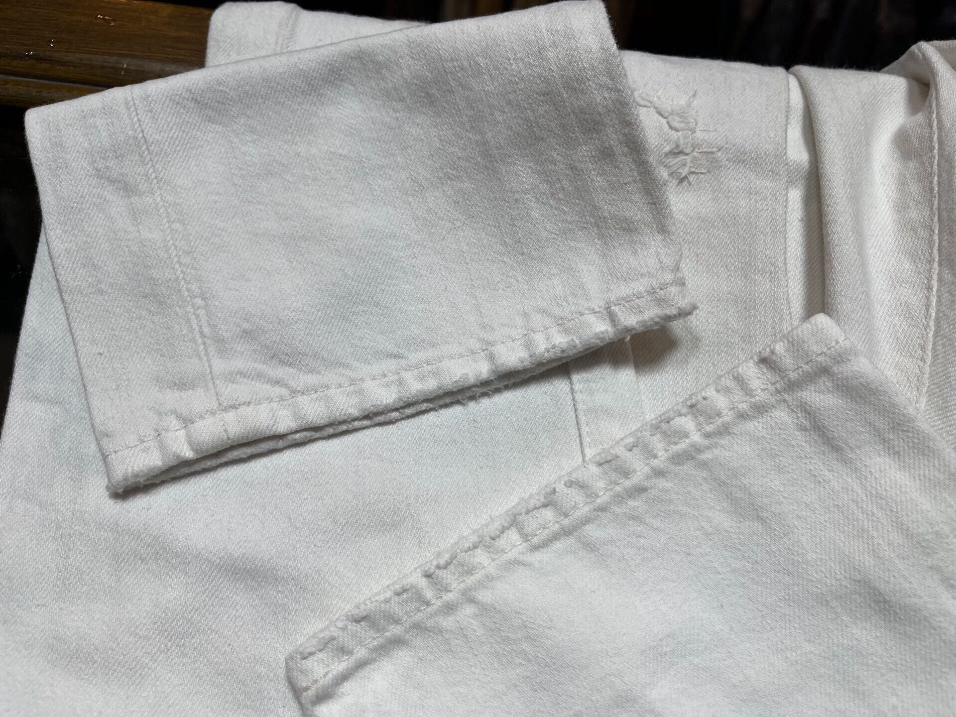 RRL Ralph Lauren white distressed patch denim pants Size US 33 - 8 Thumbnail