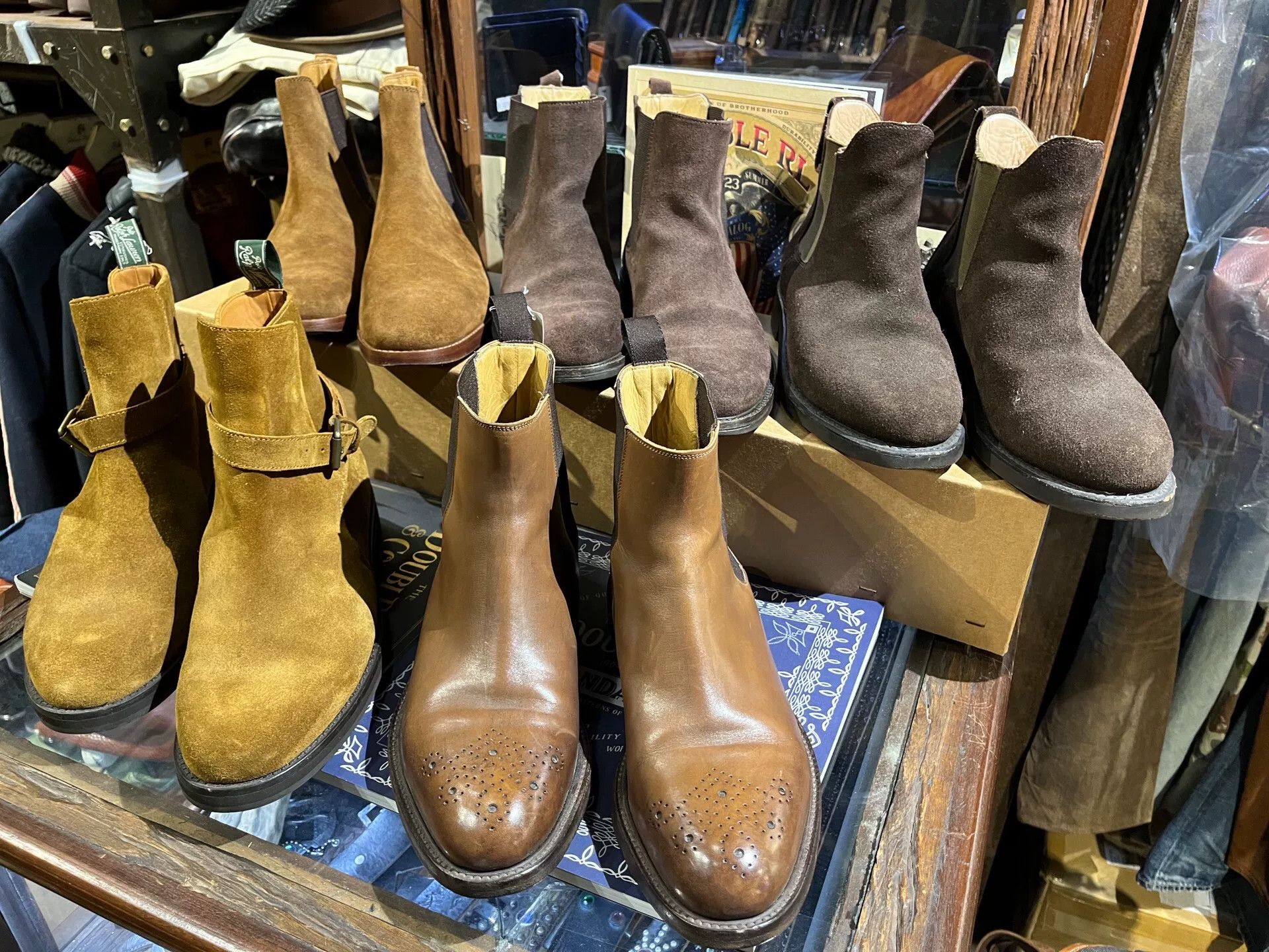 luxury suede chelsea boots with intricate design