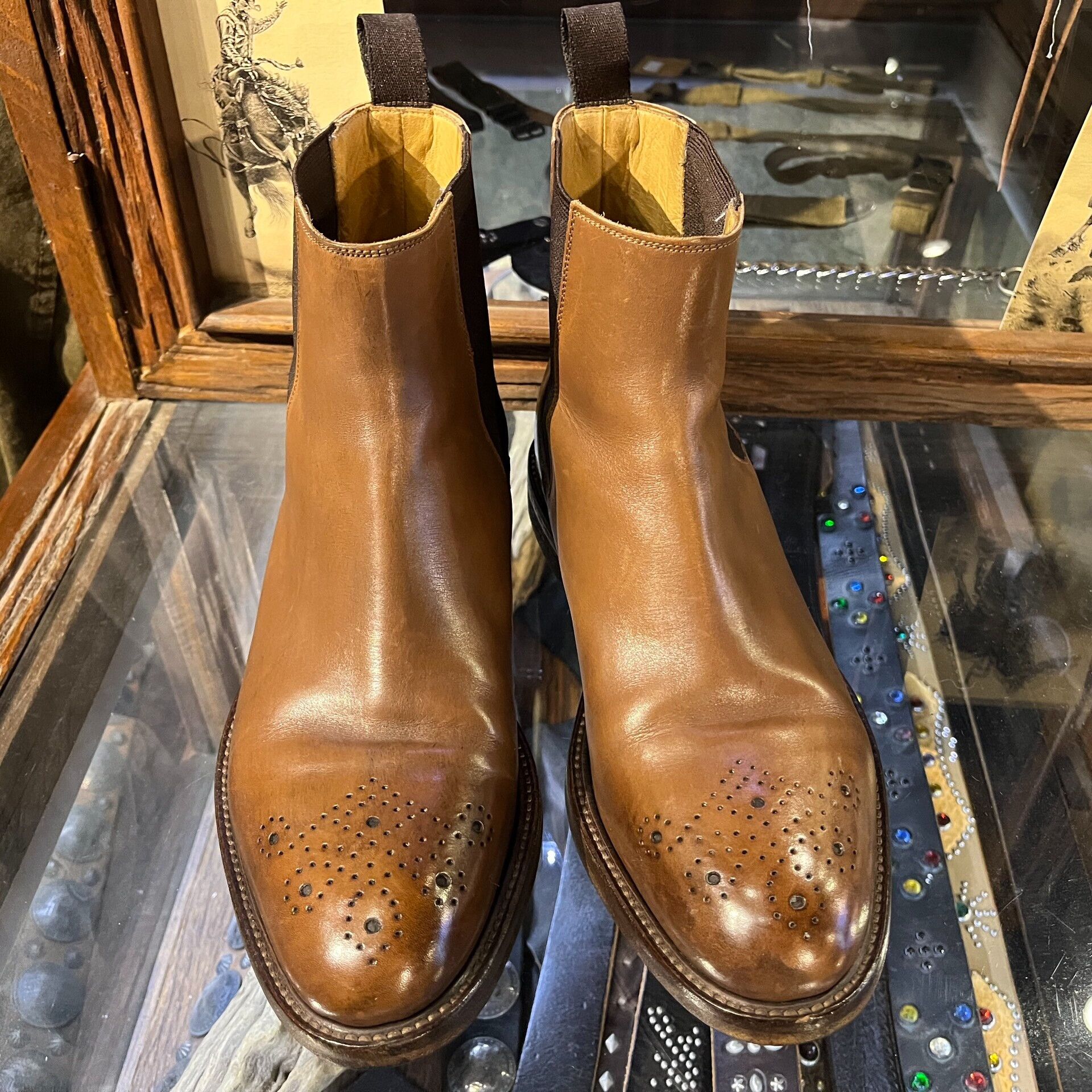 RRL Ralph Lauren brown chelsea boots with brogue detailing Size US 8.5 / EU 41-42 - 2 Thumbnail