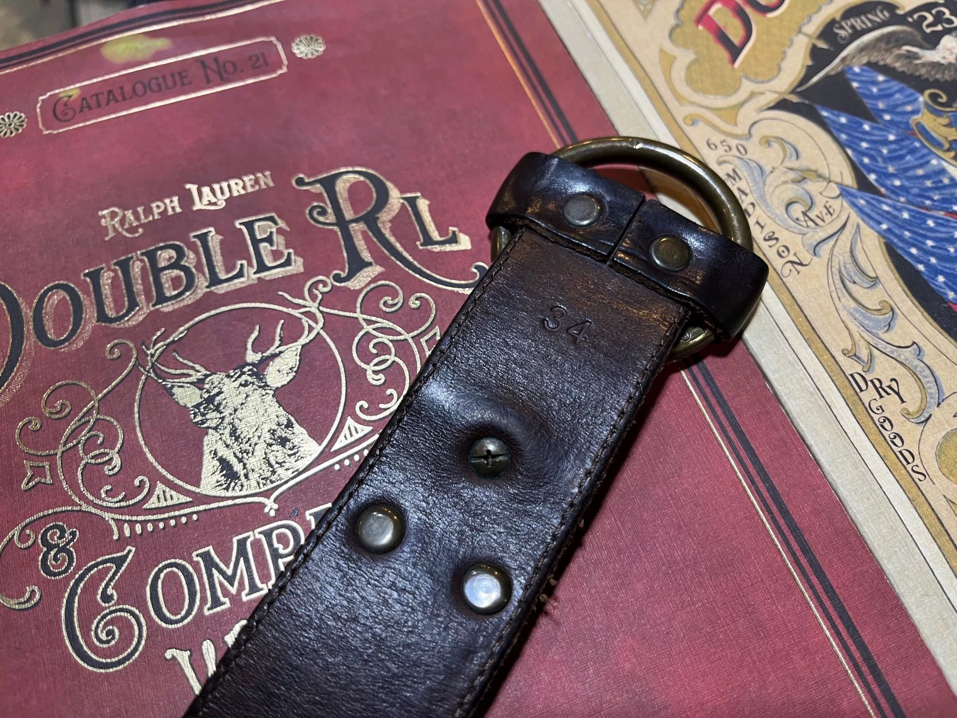 RRL Ralph Lauren vintage rrl leather belt by ralph lauren Size ONE SIZE - 4 Thumbnail