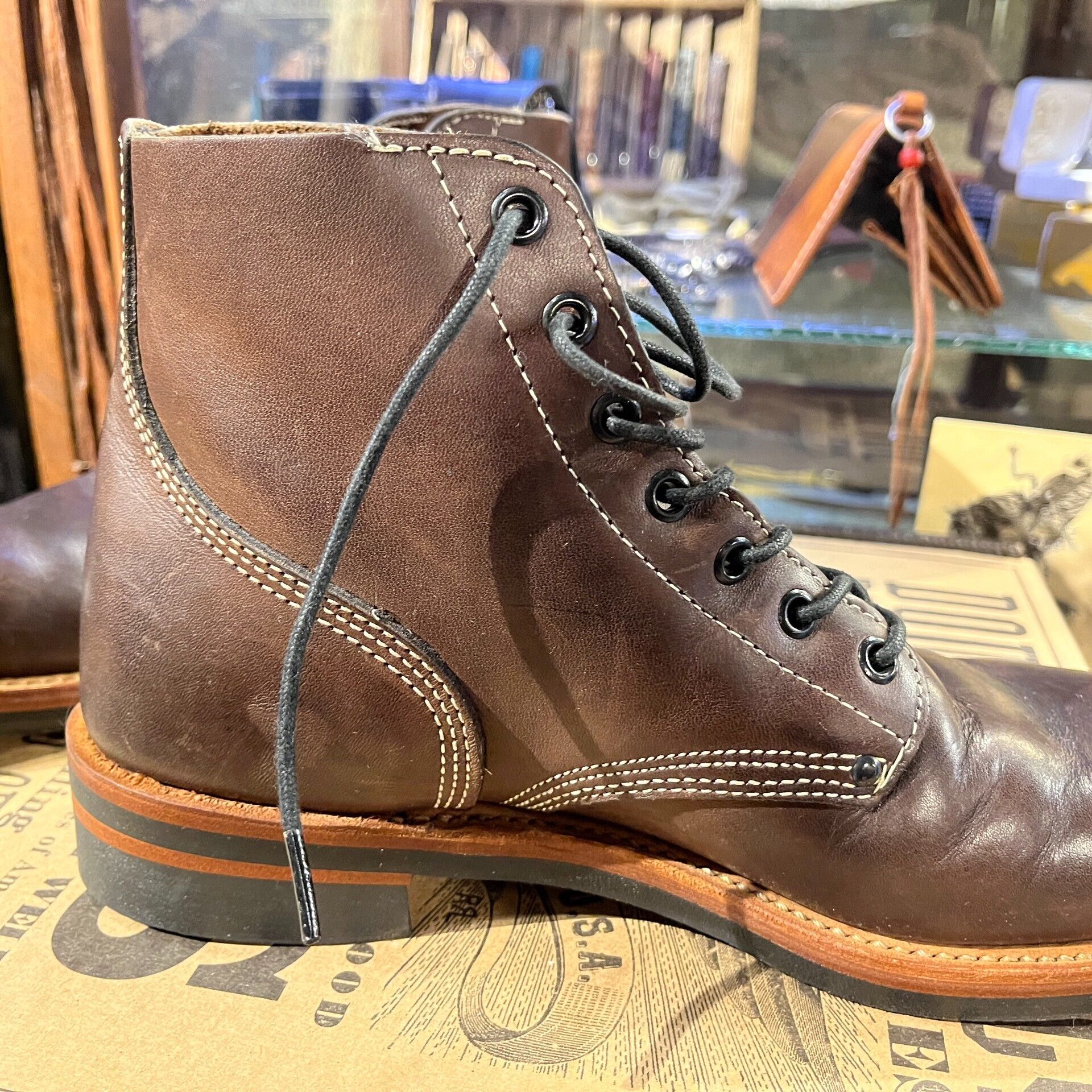 RRL Ralph Lauren brown leather work boots by double rl Size US 8 / EU 41 - 4 Thumbnail