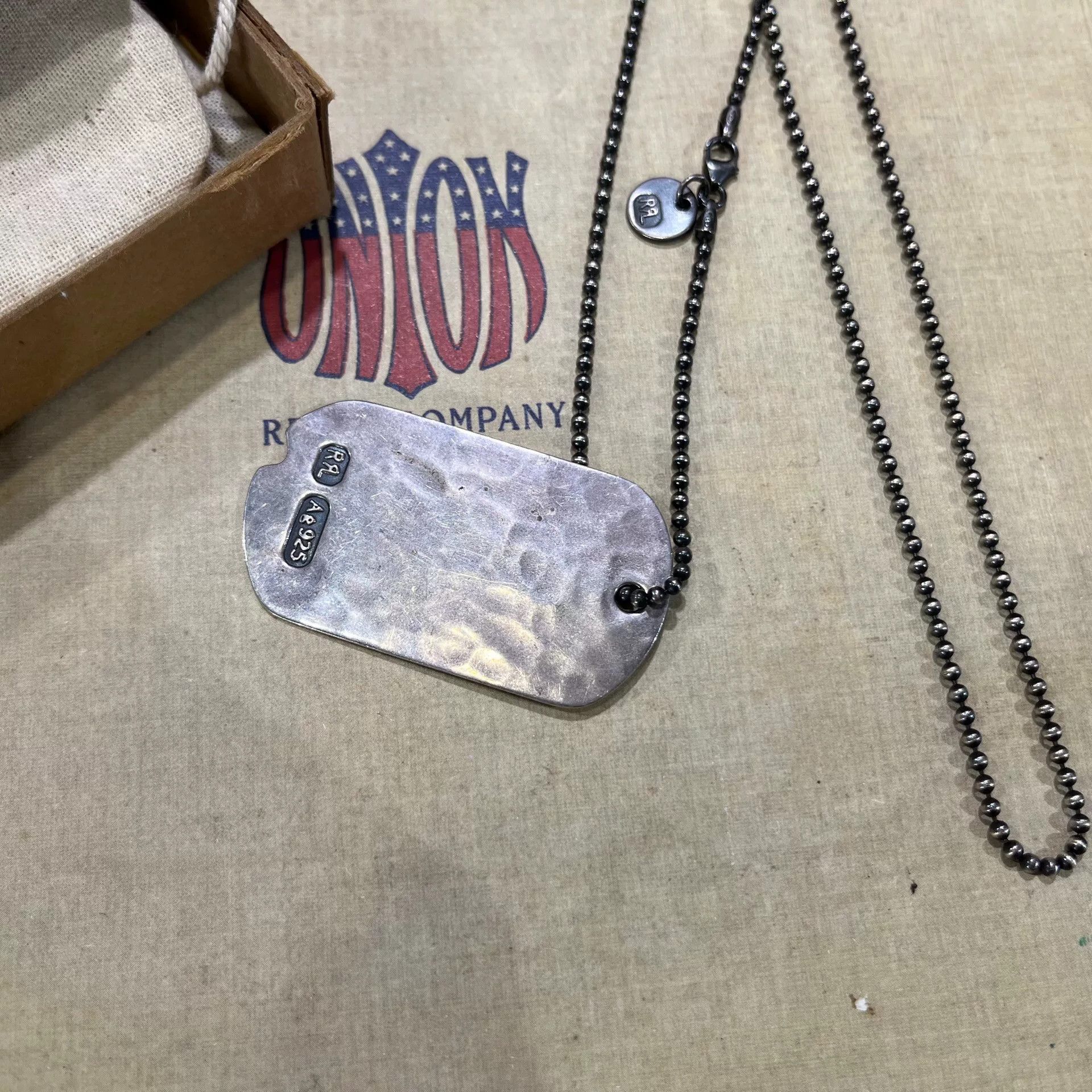RRL Ralph Lauren rrl silver dog tag necklace accessory Size ONE SIZE - 4 Thumbnail