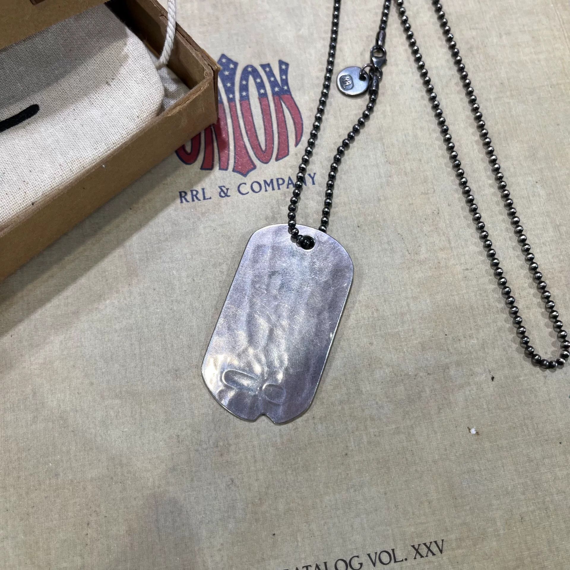 RRL Ralph Lauren rrl silver dog tag necklace accessory Size ONE SIZE - 2 Thumbnail