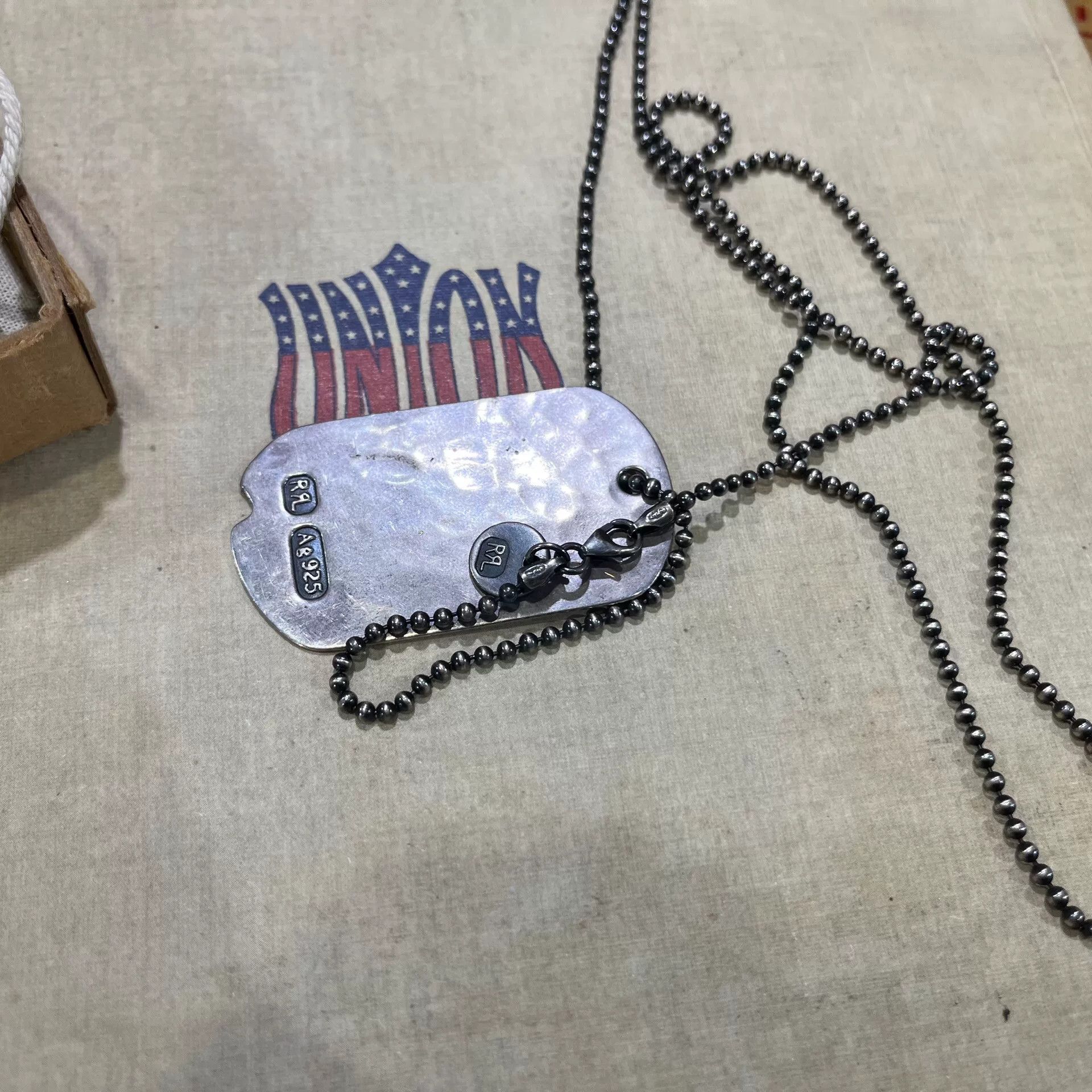 RRL Ralph Lauren rrl silver dog tag necklace accessory Size ONE SIZE - 6 Thumbnail