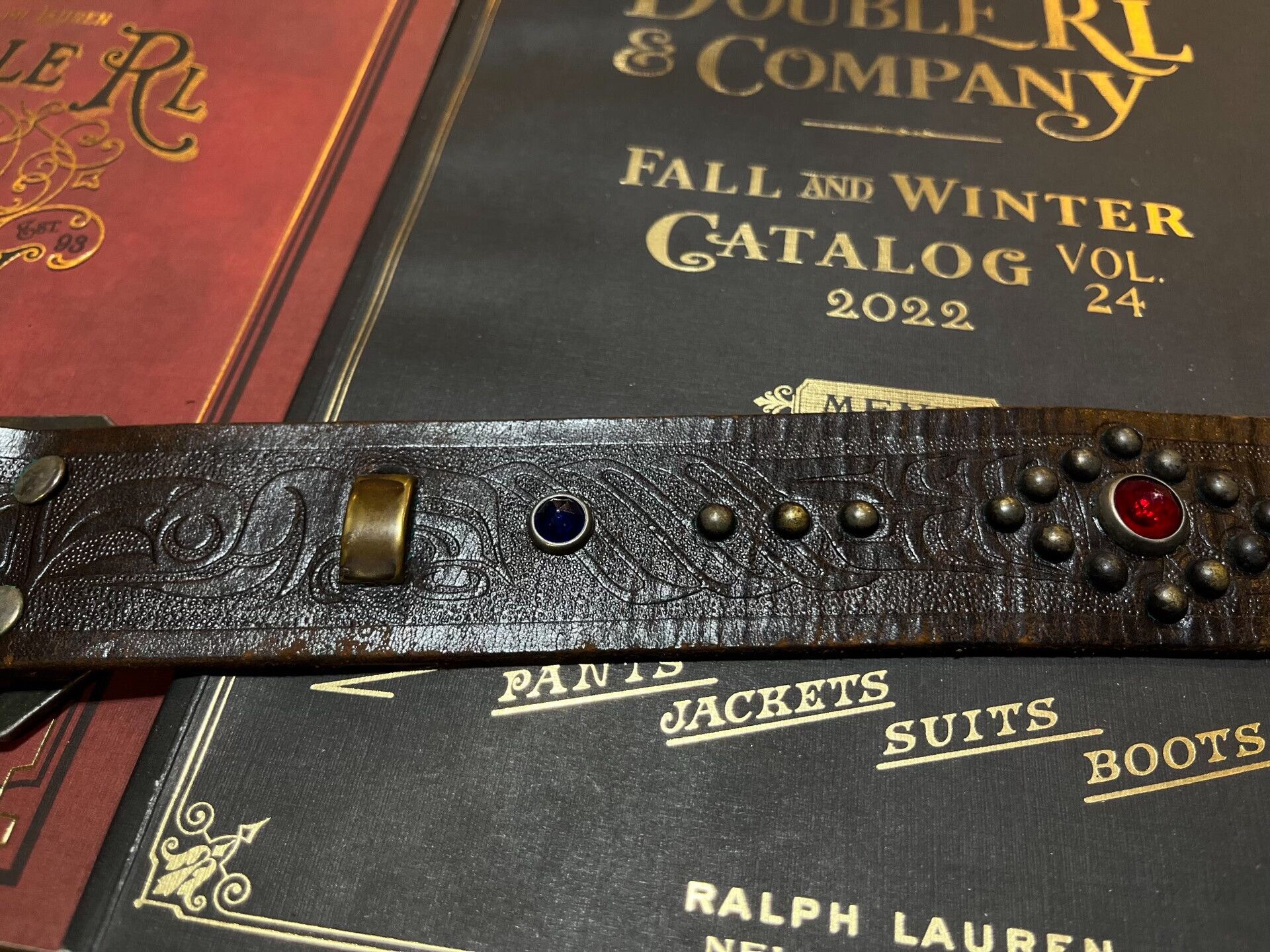 RRL Ralph Lauren limited edition montana carved leather belt Size ONE SIZE - 7 Thumbnail