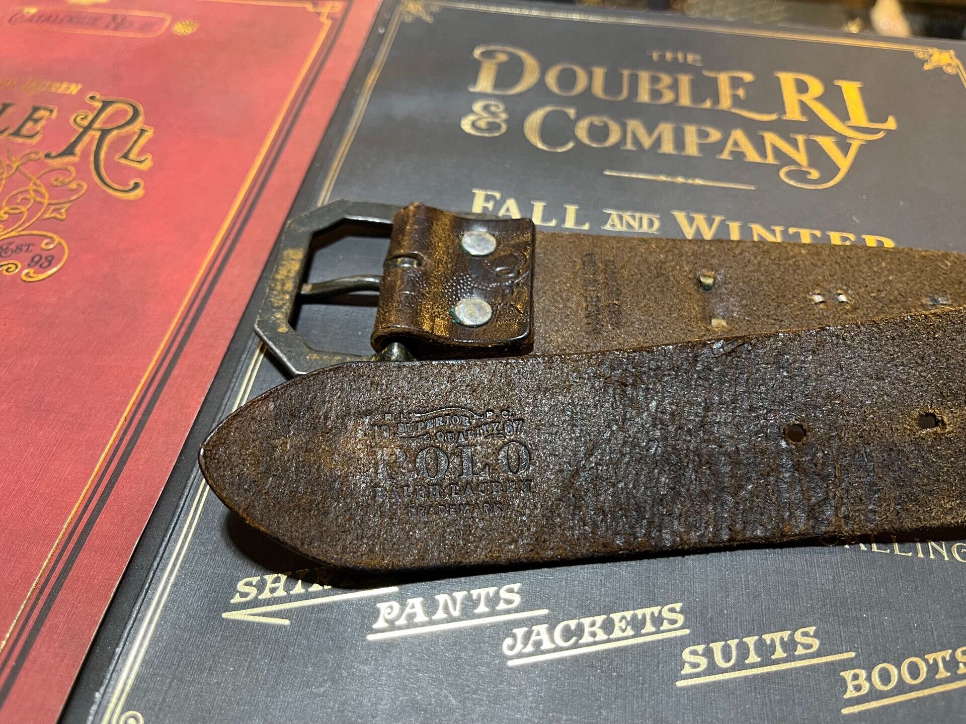 RRL Ralph Lauren limited edition montana carved leather belt Size ONE SIZE - 9 Thumbnail
