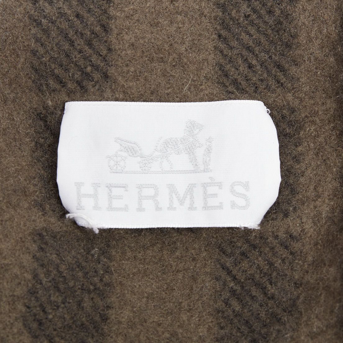 Hermes HERMES Vintage dark grey khaki H logo big square throw blanket Size ONE SIZE - 8 Thumbnail