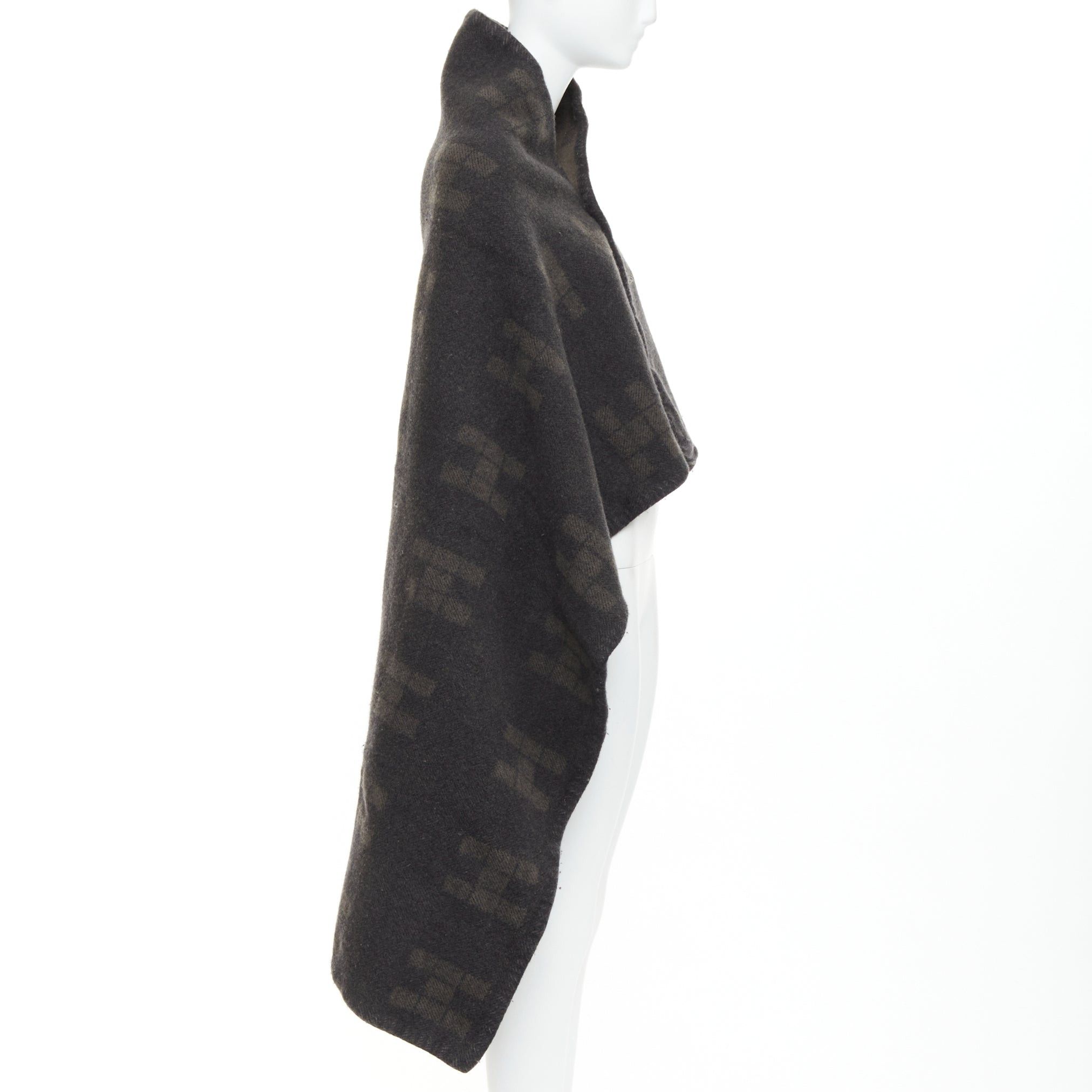 Hermes HERMES Vintage dark grey khaki H logo big square throw blanket Size ONE SIZE - 4 Thumbnail