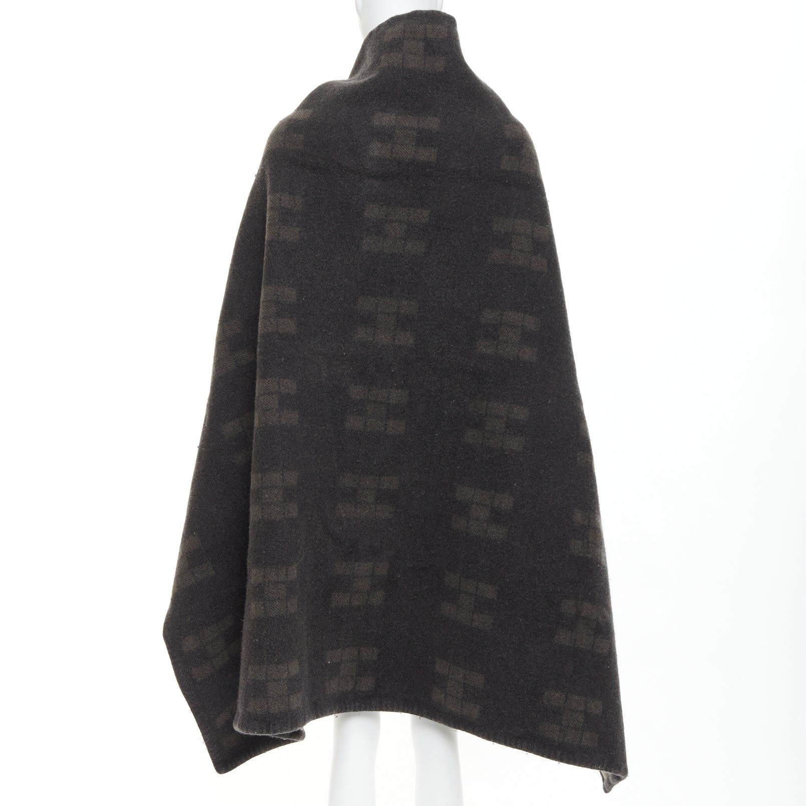 Hermes HERMES Vintage dark grey khaki H logo big square throw blanket Size ONE SIZE - 2 Thumbnail