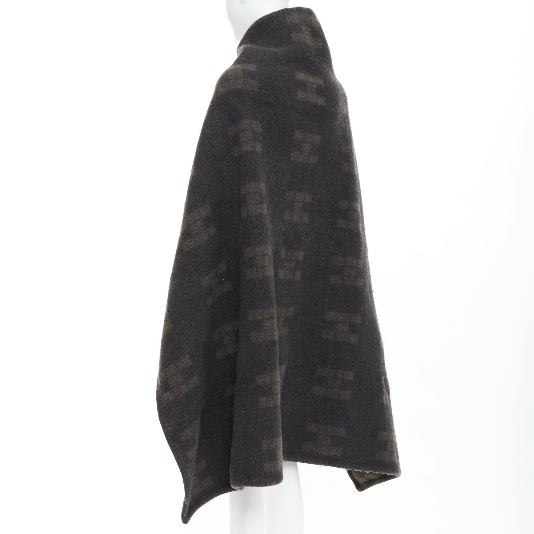 Hermes HERMES Vintage dark grey khaki H logo big square throw blanket Size ONE SIZE - 5 Thumbnail