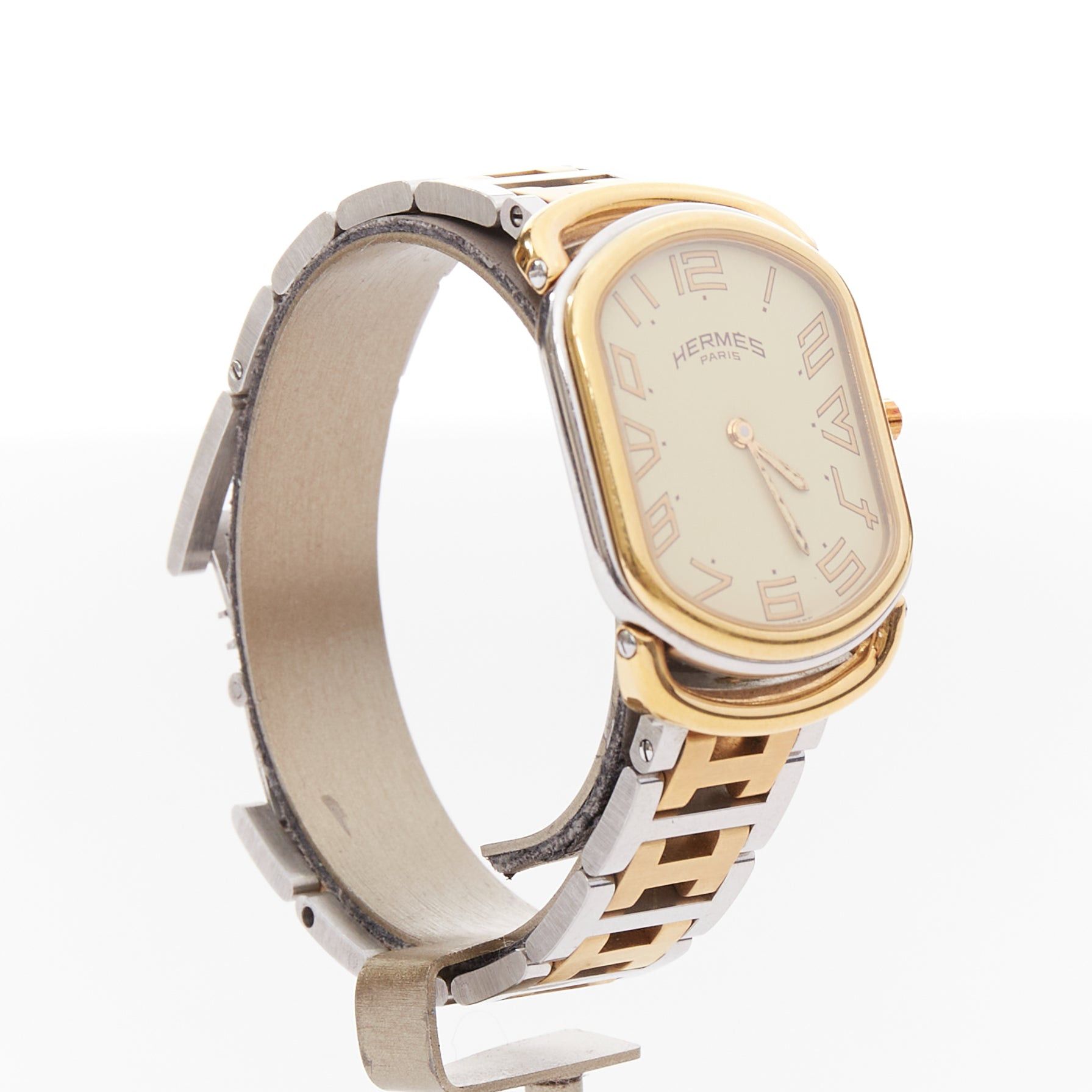 Hermes HERMES Rallye two-tone stainless steel gold plated saddle handle oval quartz watch Size ONE SIZE - 2 Thumbnail