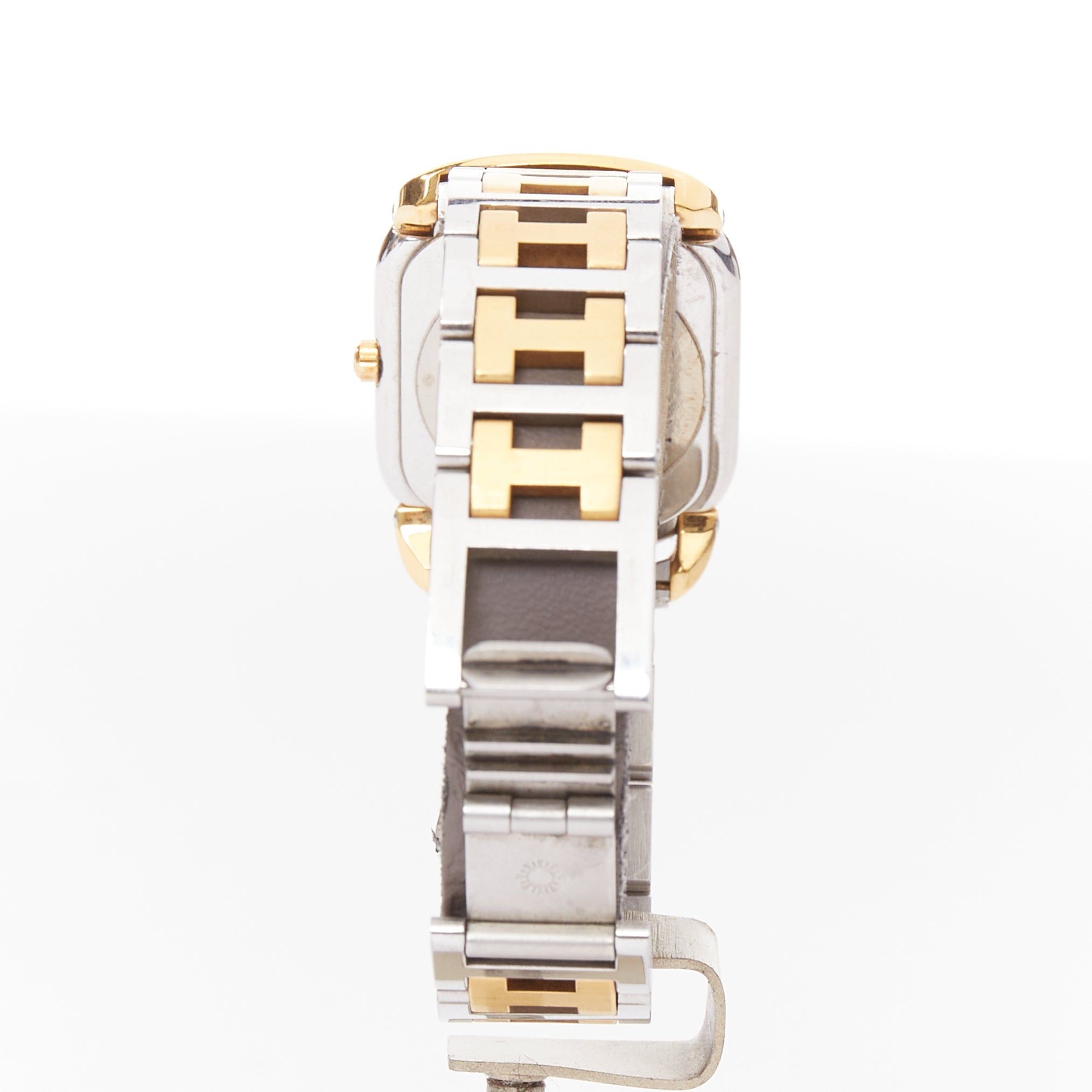 Hermes HERMES Rallye two-tone stainless steel gold plated saddle handle oval quartz watch Size ONE SIZE - 4 Thumbnail