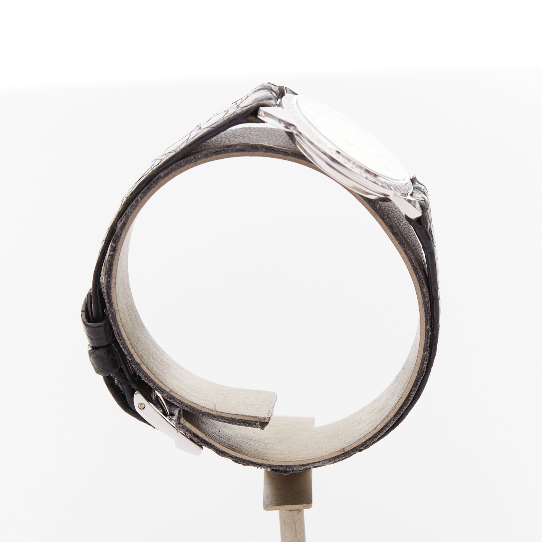 Piaget PIAGET Vintage Sunburst Possession silver face black scaled leather logo belted watch Size ONE SIZE - 3 Thumbnail