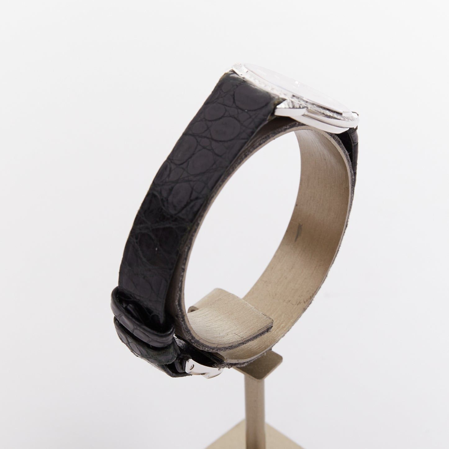 Piaget PIAGET Vintage Sunburst Possession silver face black scaled leather logo belted watch Size ONE SIZE - 4 Thumbnail
