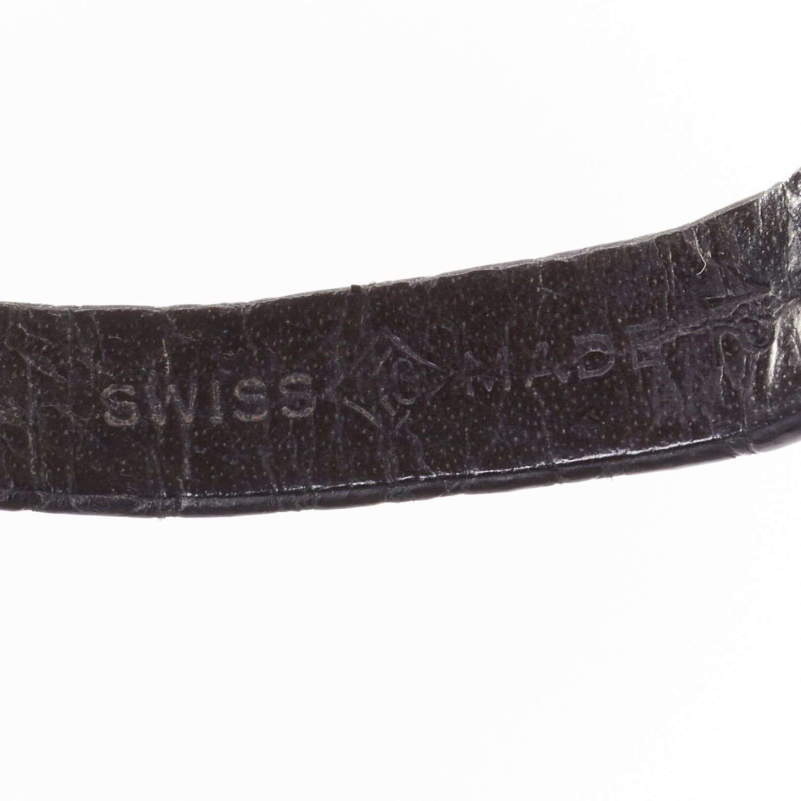 Piaget PIAGET Vintage Sunburst Possession silver face black scaled leather logo belted watch Size ONE SIZE - 8 Thumbnail