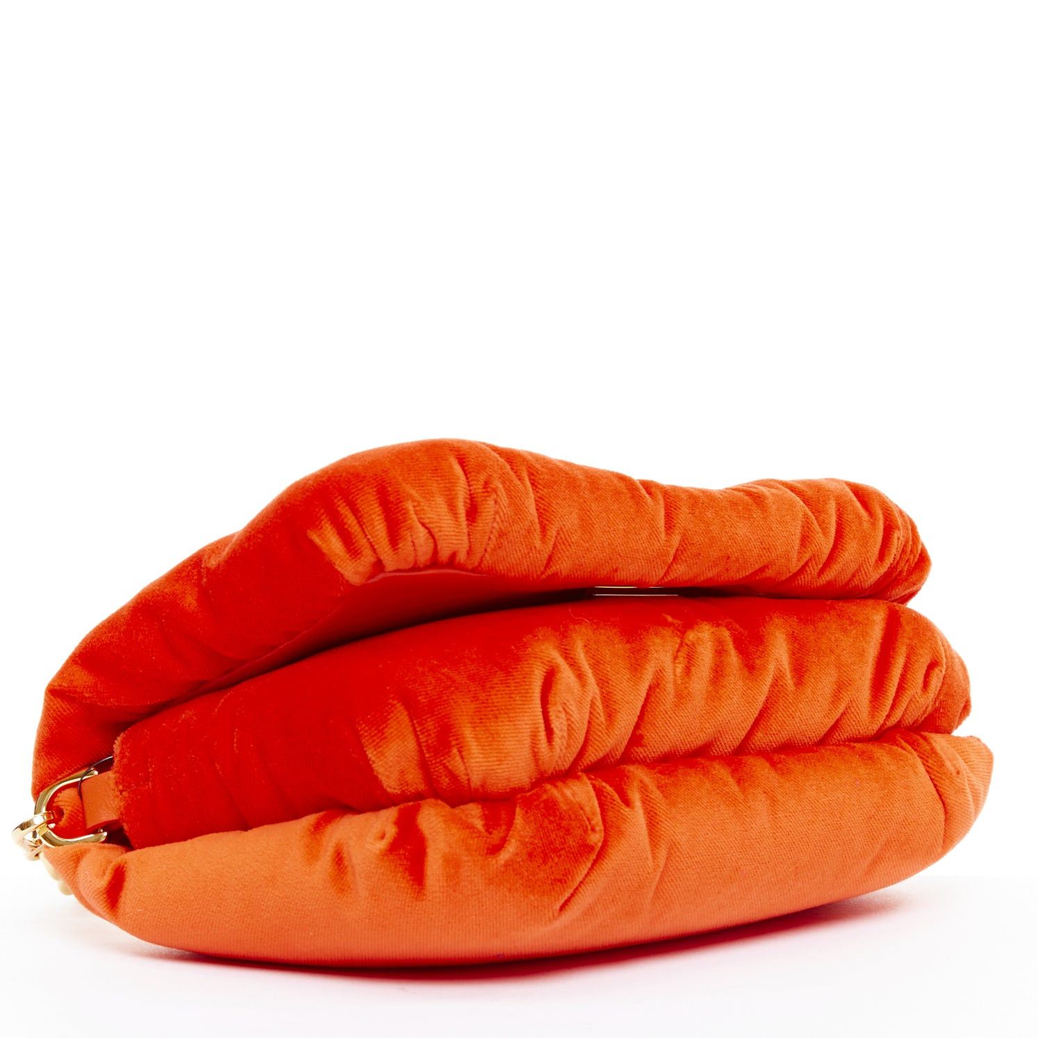 Loewe LOEWE Mini Goya Puffer coral red orange velvet gold chain puffer cushion bag Size ONE SIZE - 6 Thumbnail