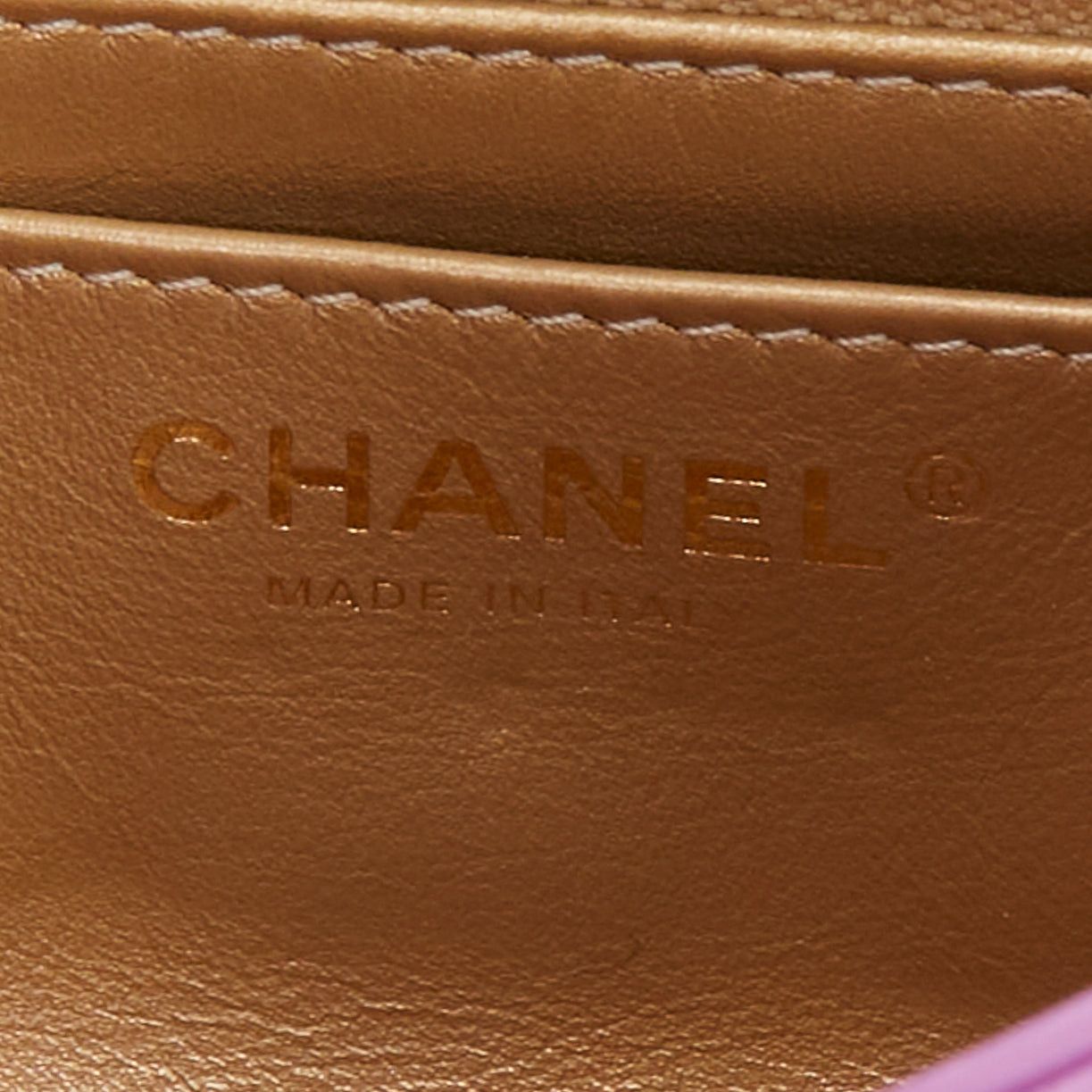 Chanel CHANEL Pearl Crush Mini Square Flap purple lambskin aged gold hardware crossbody bag Size ONE SIZE - 10 Thumbnail