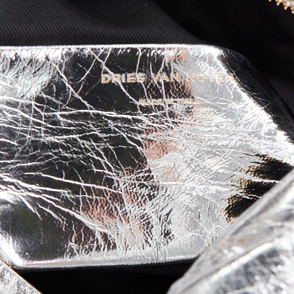 Dries Van Noten DRIES VAN NOTEN Twist silver metallic textured leather top handle bag Size ONE SIZE - 8 Thumbnail