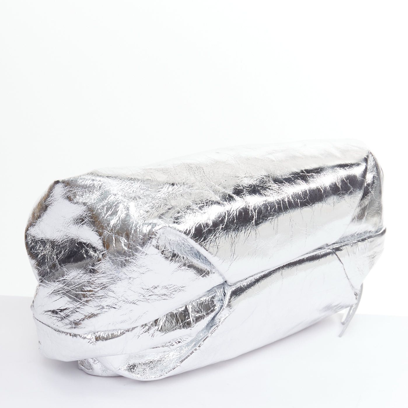 Dries Van Noten DRIES VAN NOTEN Twist silver metallic textured leather top handle bag Size ONE SIZE - 6 Thumbnail
