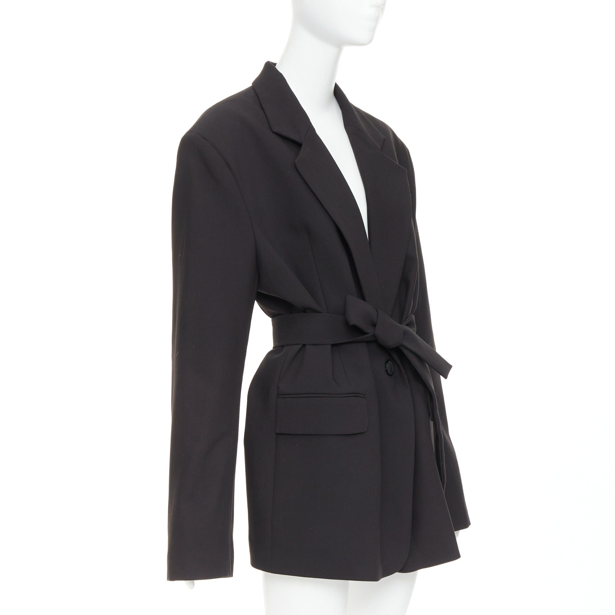 Other BAZILICA black cotton blend flap pocket belted oversized singled breasted blazer Size S / US 4 / IT 40 - 4 Thumbnail