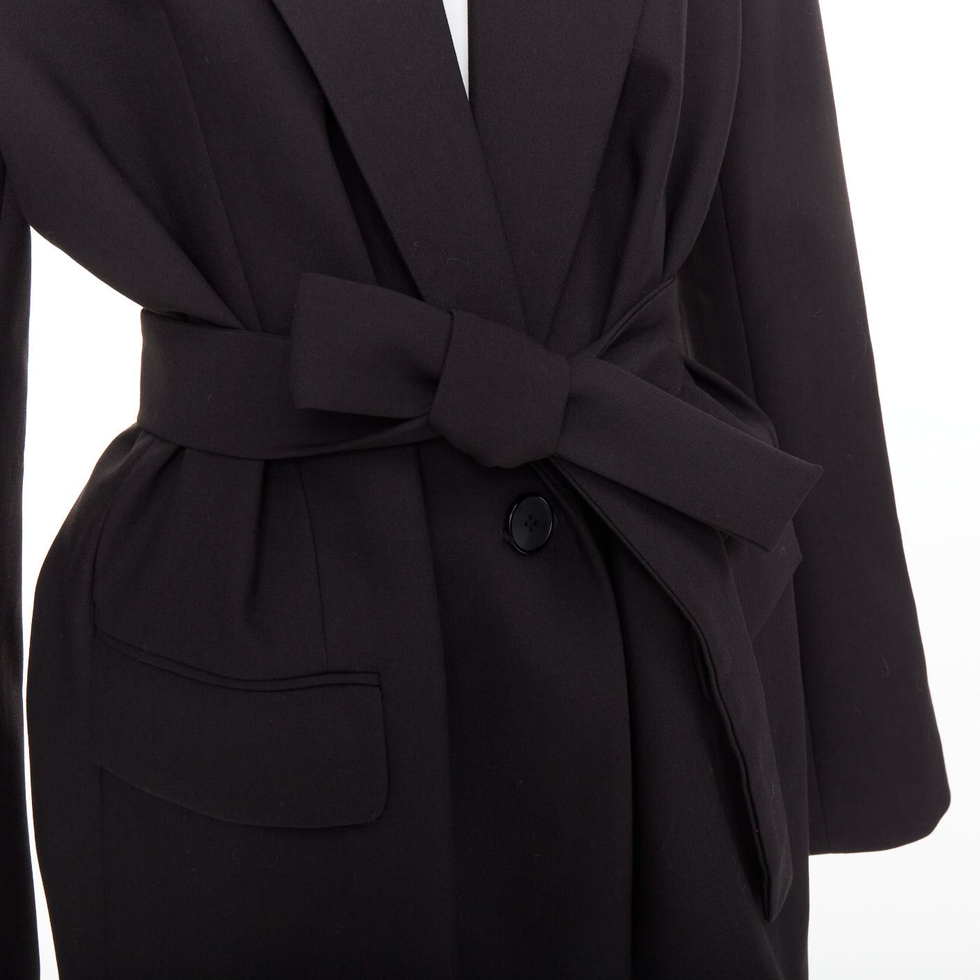 Other BAZILICA black cotton blend flap pocket belted oversized singled breasted blazer Size S / US 4 / IT 40 - 2 Thumbnail