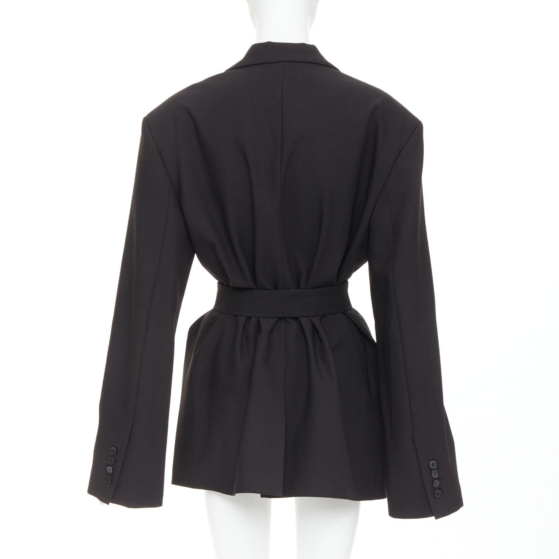 Other BAZILICA black cotton blend flap pocket belted oversized singled breasted blazer Size S / US 4 / IT 40 - 6 Thumbnail