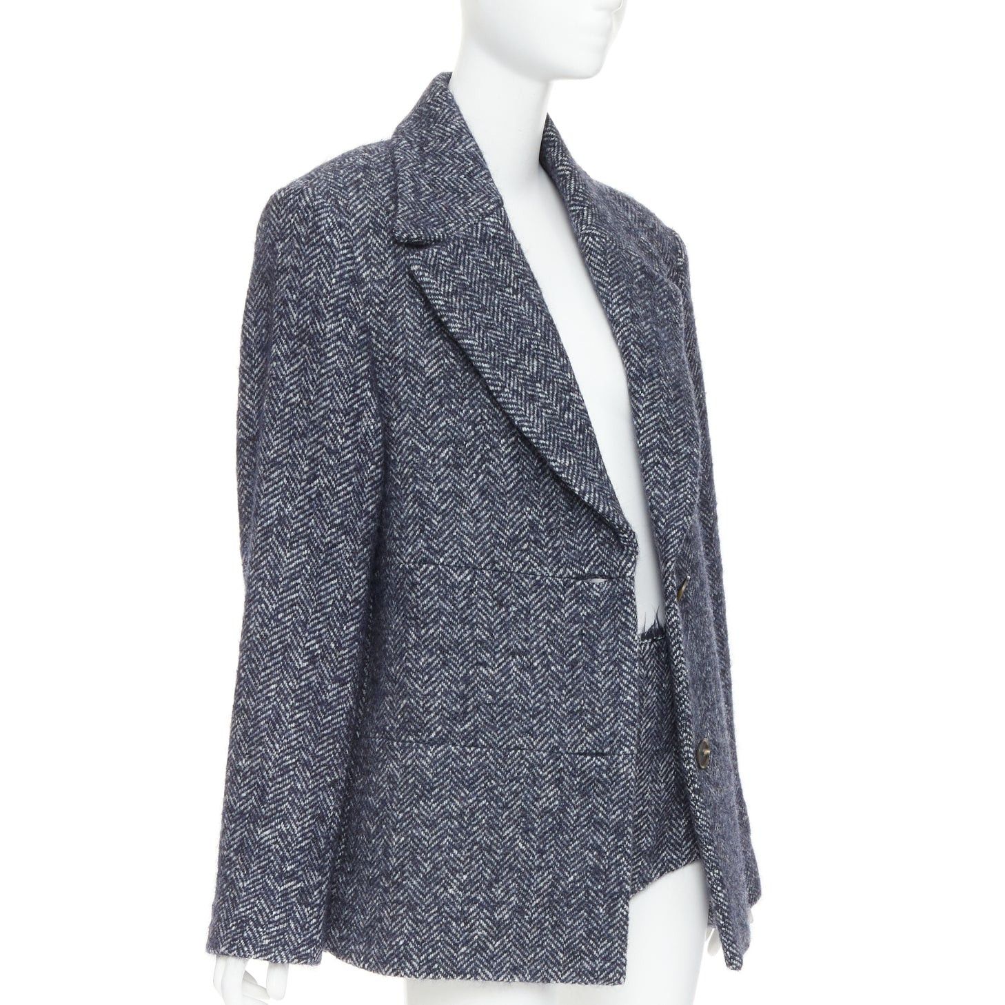 Christopher Esber CHRISTOPHER ESBER Luminary navy herringbone alpaca wool oversizied blazer micro shorts set UK8 S Size S / US 4 / IT 40 - 2 Thumbnail