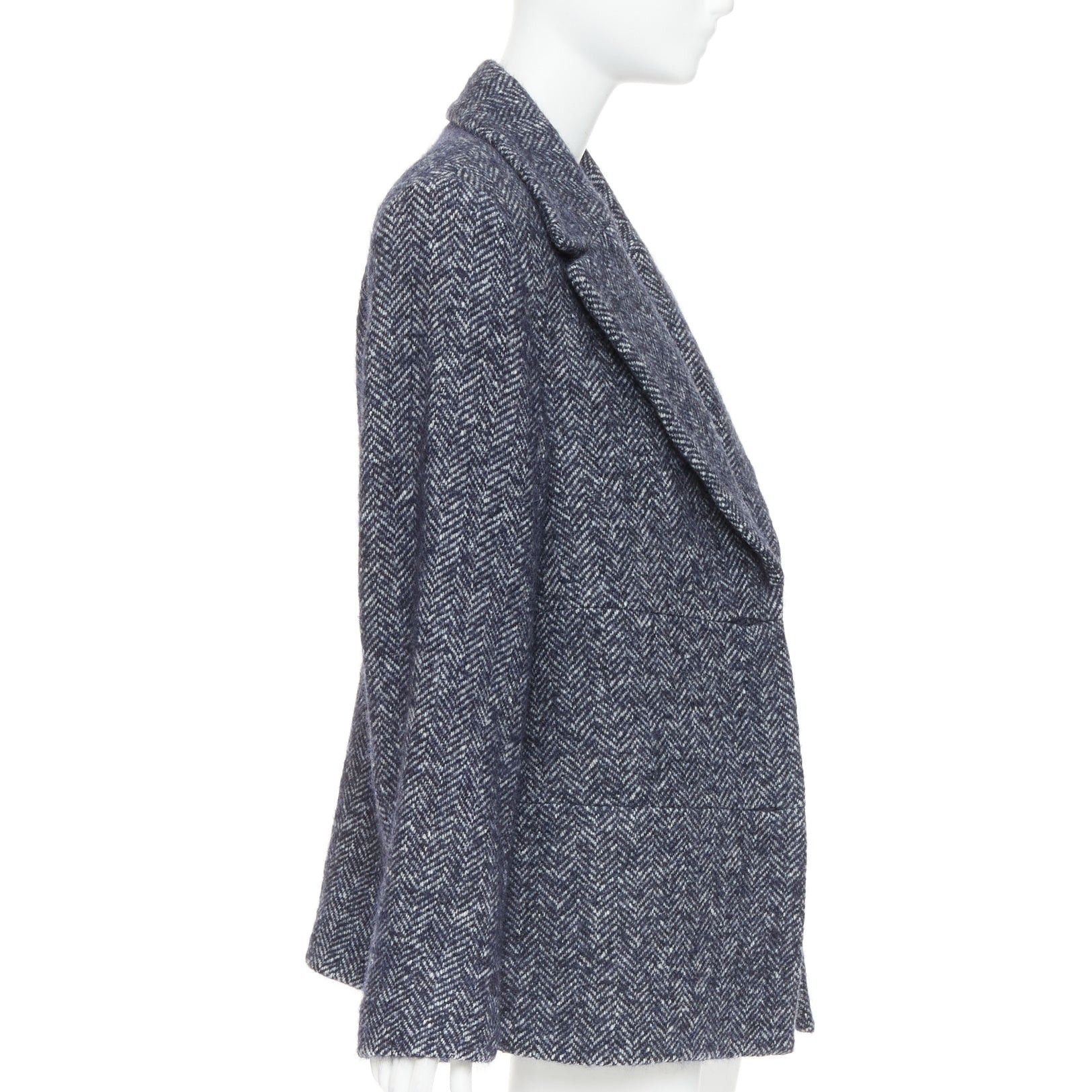 Christopher Esber CHRISTOPHER ESBER Luminary navy herringbone alpaca wool oversizied blazer micro shorts set UK8 S Size S / US 4 / IT 40 - 3 Thumbnail