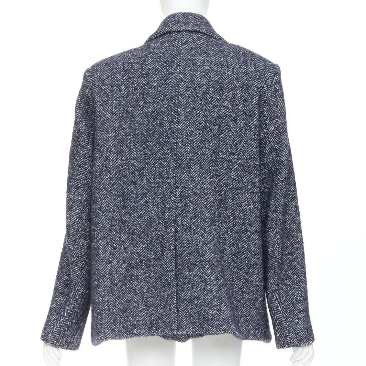 Christopher Esber CHRISTOPHER ESBER Luminary navy herringbone alpaca wool oversizied blazer micro shorts set UK8 S Size S / US 4 / IT 40 - 4 Thumbnail
