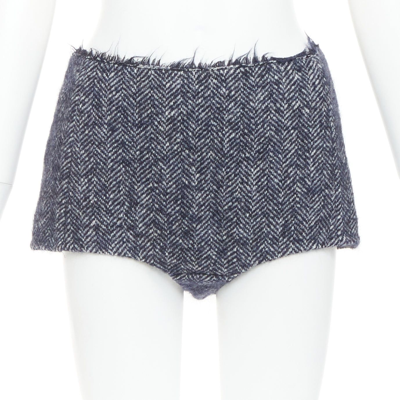 Christopher Esber CHRISTOPHER ESBER Luminary navy herringbone alpaca wool oversizied blazer micro shorts set UK8 S Size S / US 4 / IT 40 - 6 Thumbnail