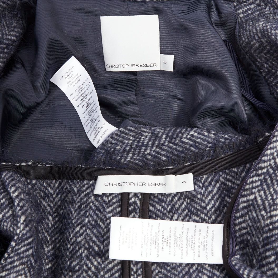 Christopher Esber CHRISTOPHER ESBER Luminary navy herringbone alpaca wool oversizied blazer micro shorts set UK8 S Size S / US 4 / IT 40 - 10 Thumbnail