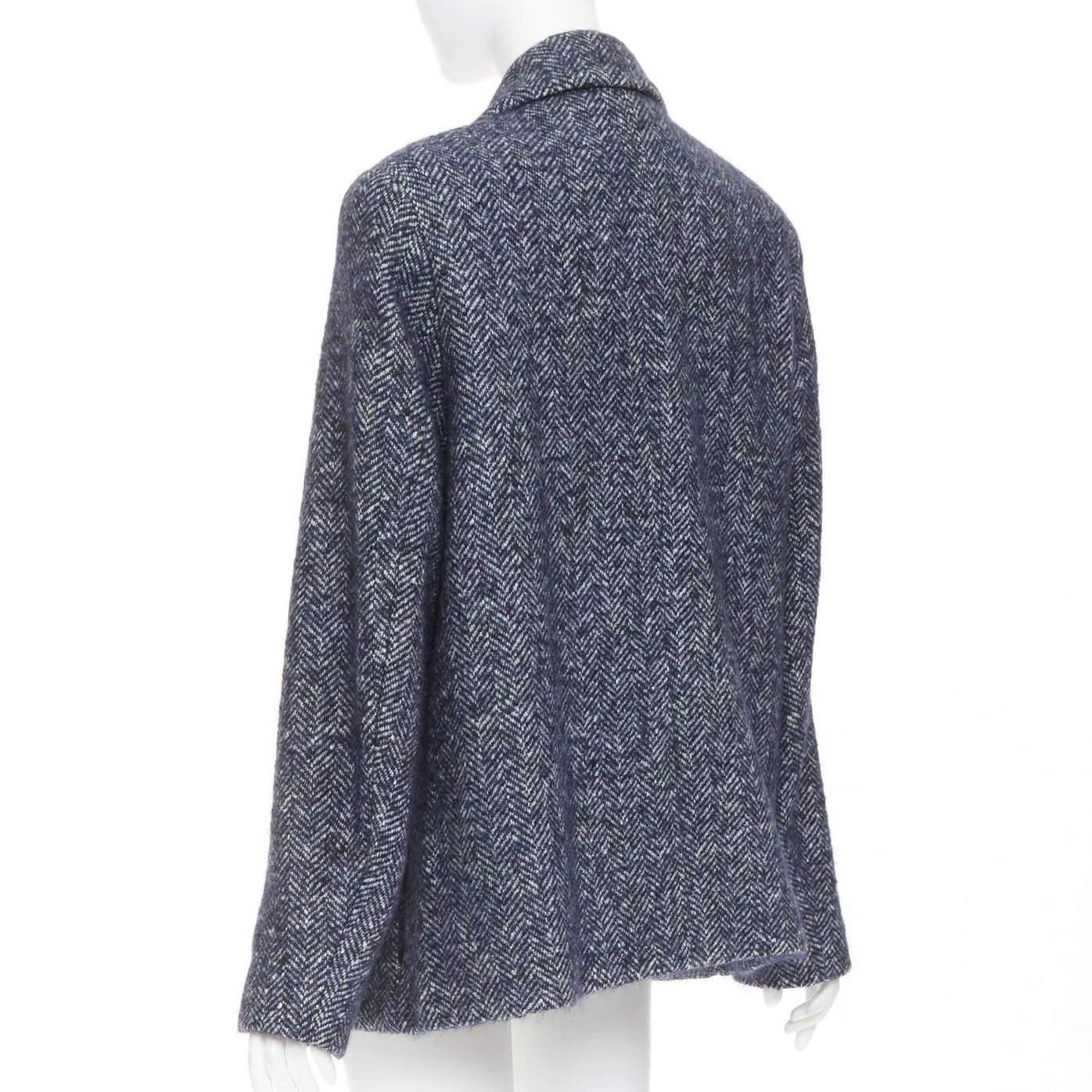 Christopher Esber CHRISTOPHER ESBER Luminary navy herringbone alpaca wool oversizied blazer micro shorts set UK8 S Size S / US 4 / IT 40 - 5 Thumbnail