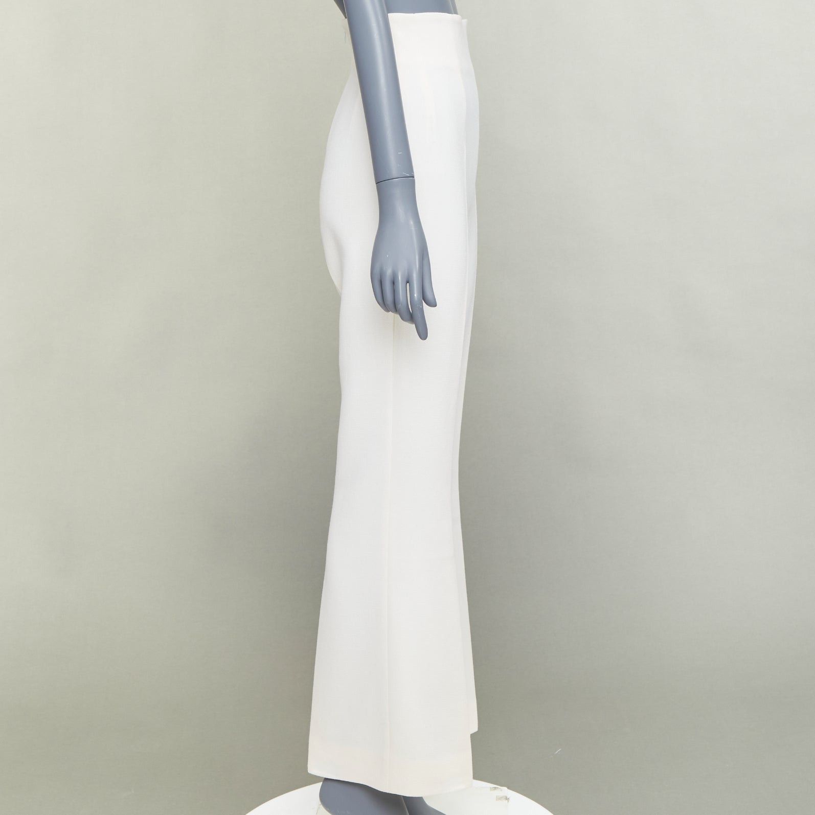 Emilia Wickstead EMILIA WICKSTEAD ivory wool crepe high waisted kick flared pants US6 M Size 26" / US 2 / IT 38 - 4 Thumbnail