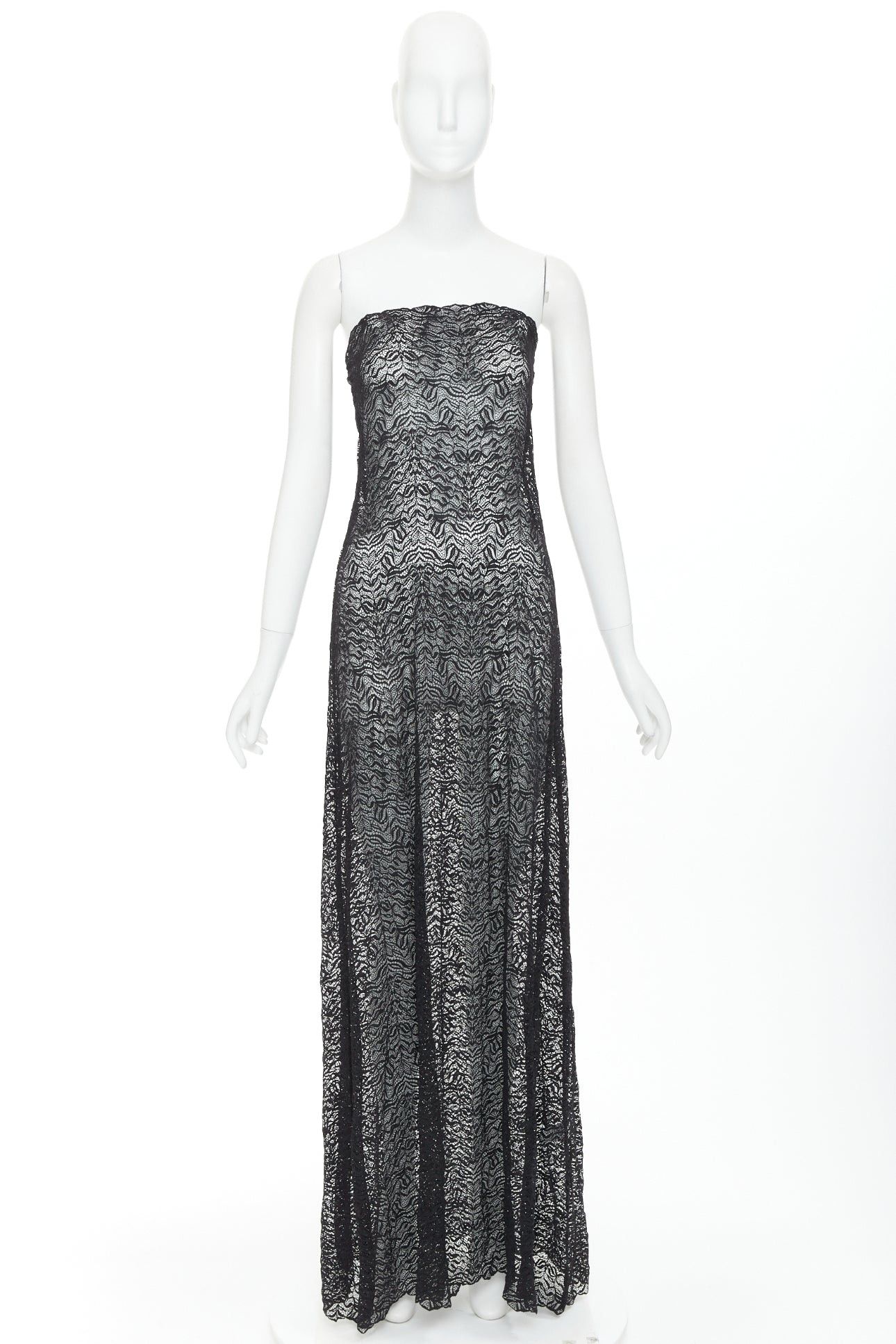 Other BEAUFILLE Anise black sheer stretch nylon lace knit strapless long dress M Size M / US 6-8 / IT 42-44 - 9 Thumbnail