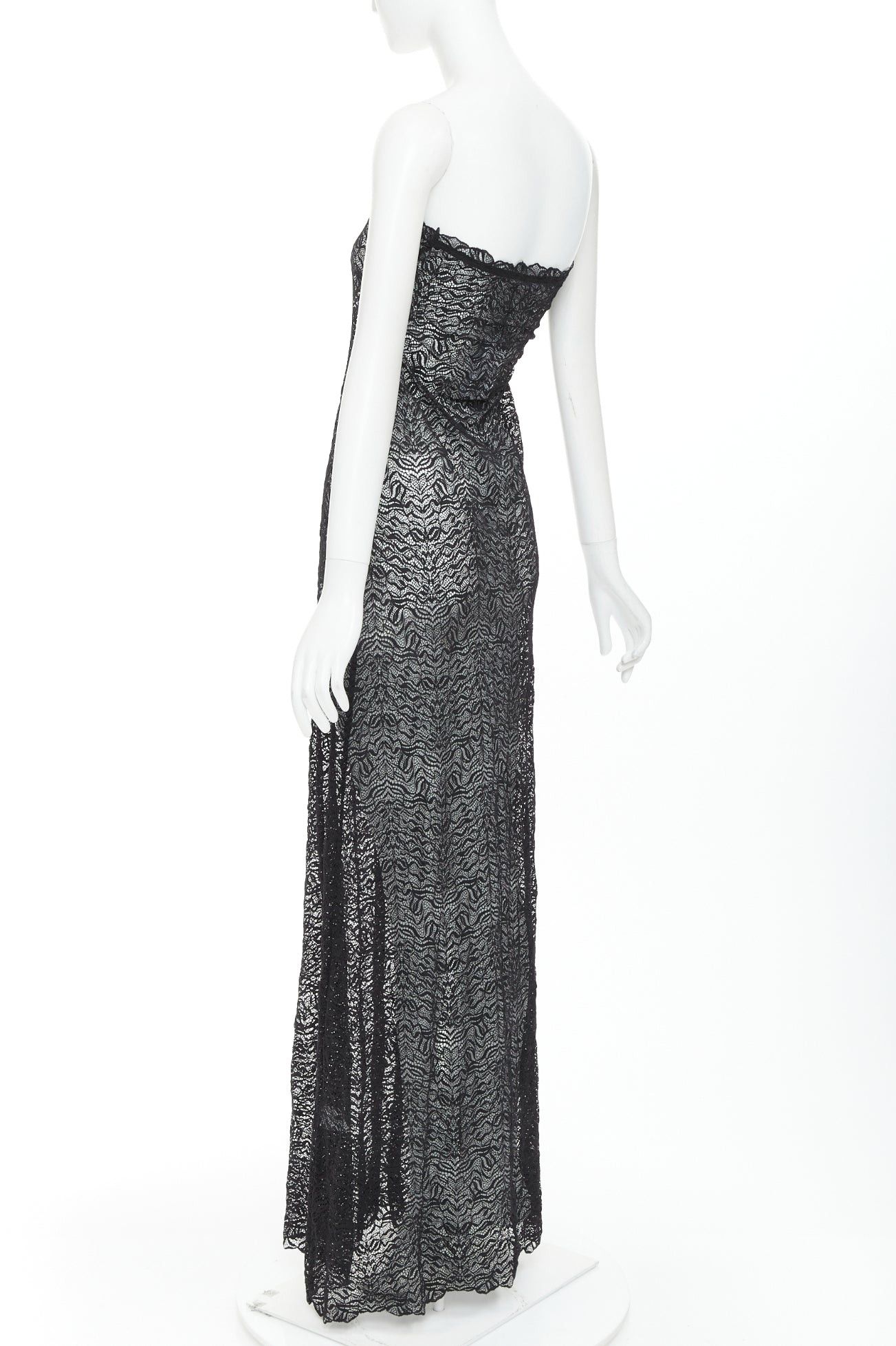 Other BEAUFILLE Anise black sheer stretch nylon lace knit strapless long dress M Size M / US 6-8 / IT 42-44 - 6 Thumbnail