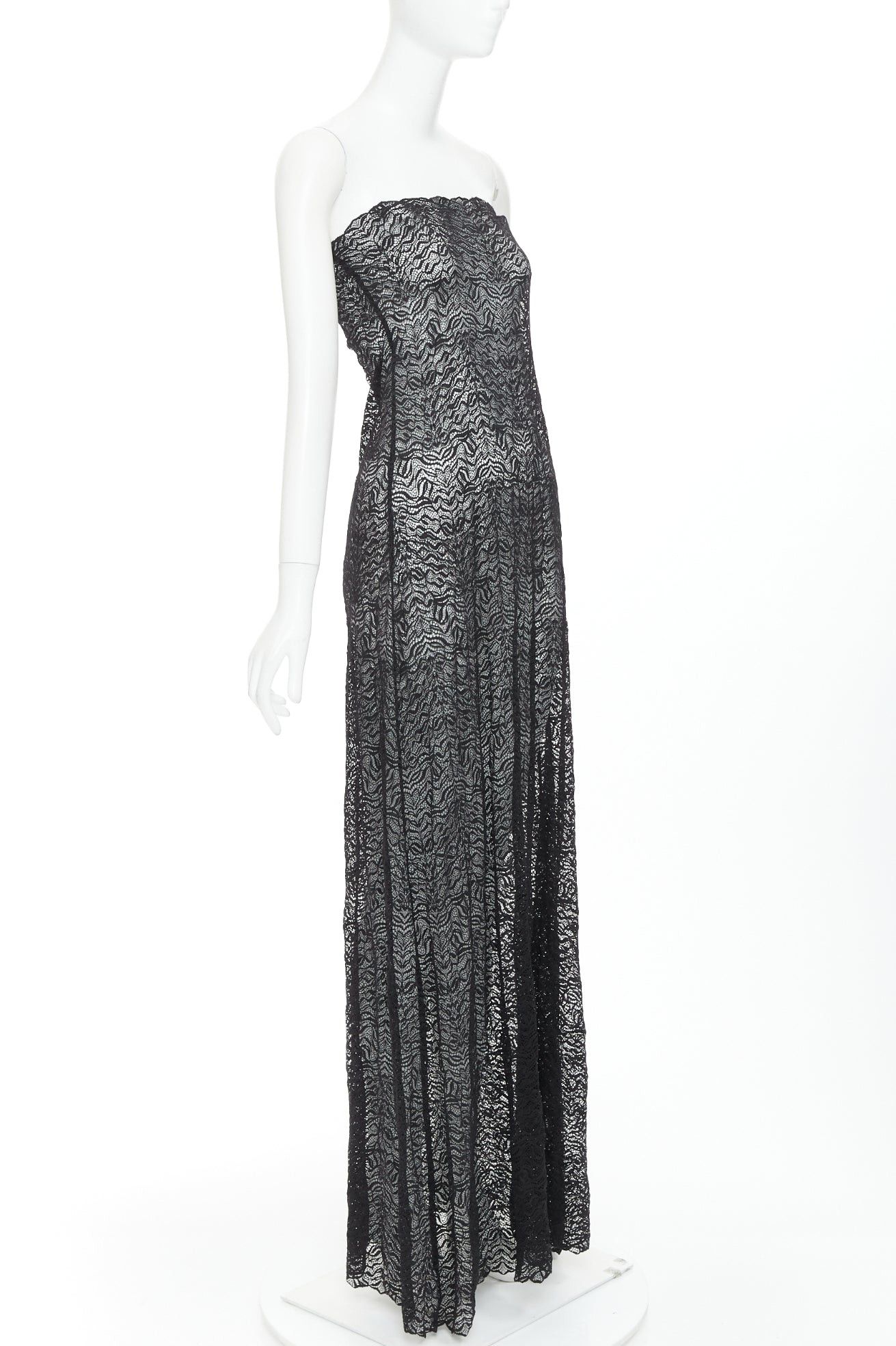 Other BEAUFILLE Anise black sheer stretch nylon lace knit strapless long dress M Size M / US 6-8 / IT 42-44 - 3 Thumbnail