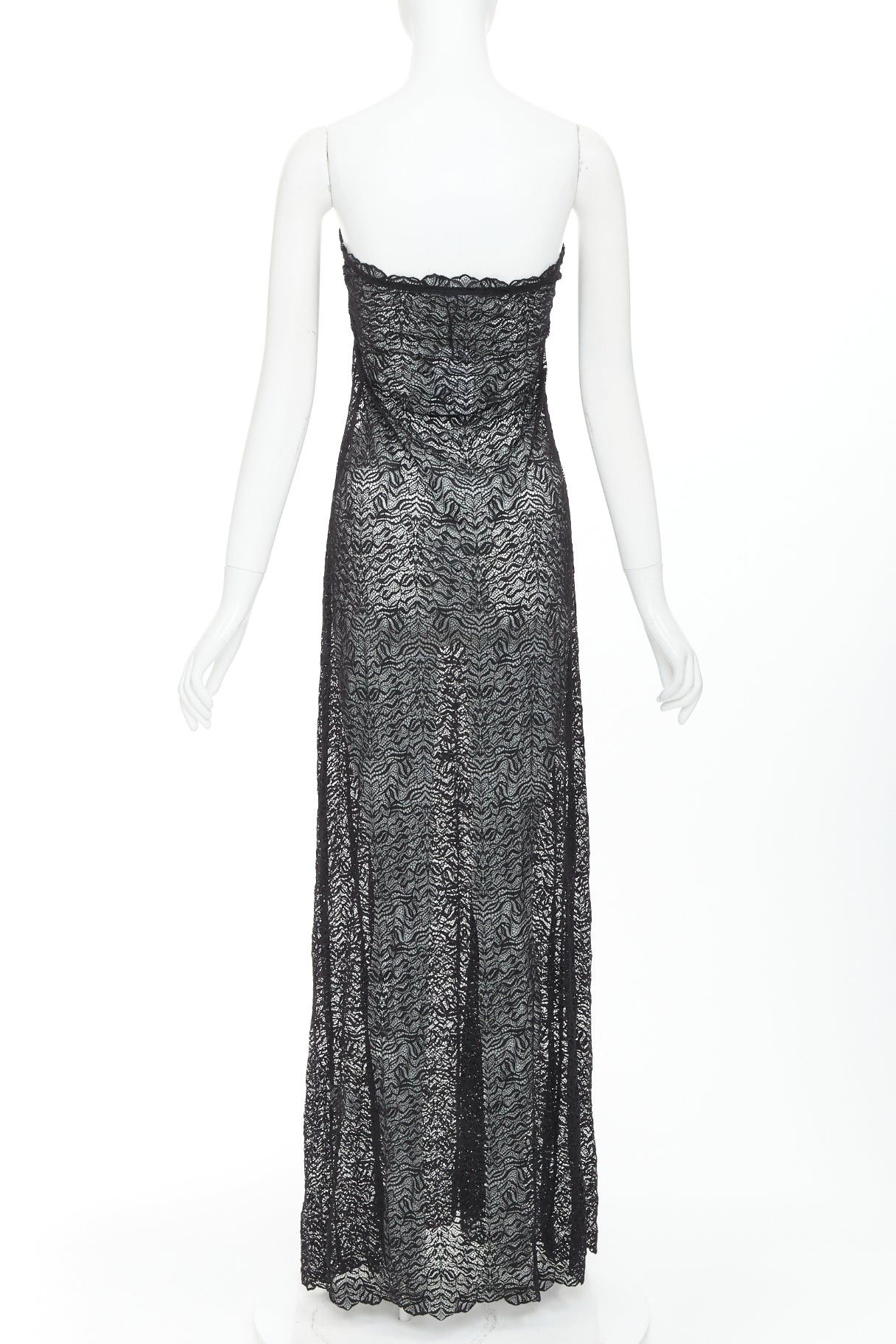 Other BEAUFILLE Anise black sheer stretch nylon lace knit strapless long dress M Size M / US 6-8 / IT 42-44 - 5 Thumbnail