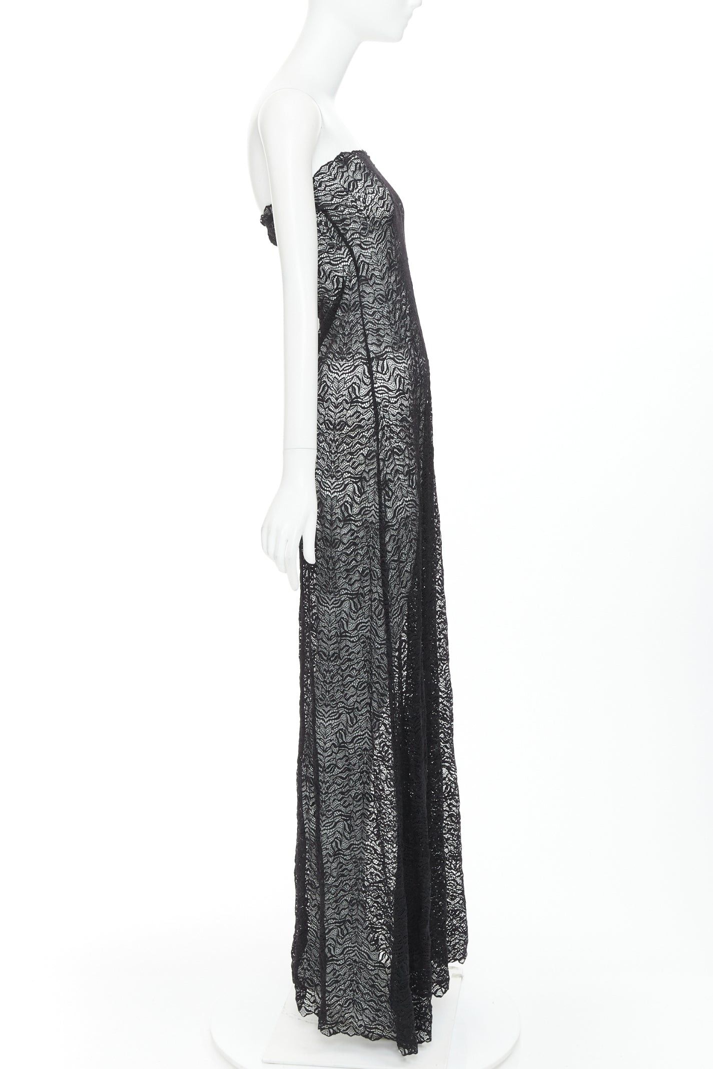 Other BEAUFILLE Anise black sheer stretch nylon lace knit strapless long dress M Size M / US 6-8 / IT 42-44 - 4 Thumbnail