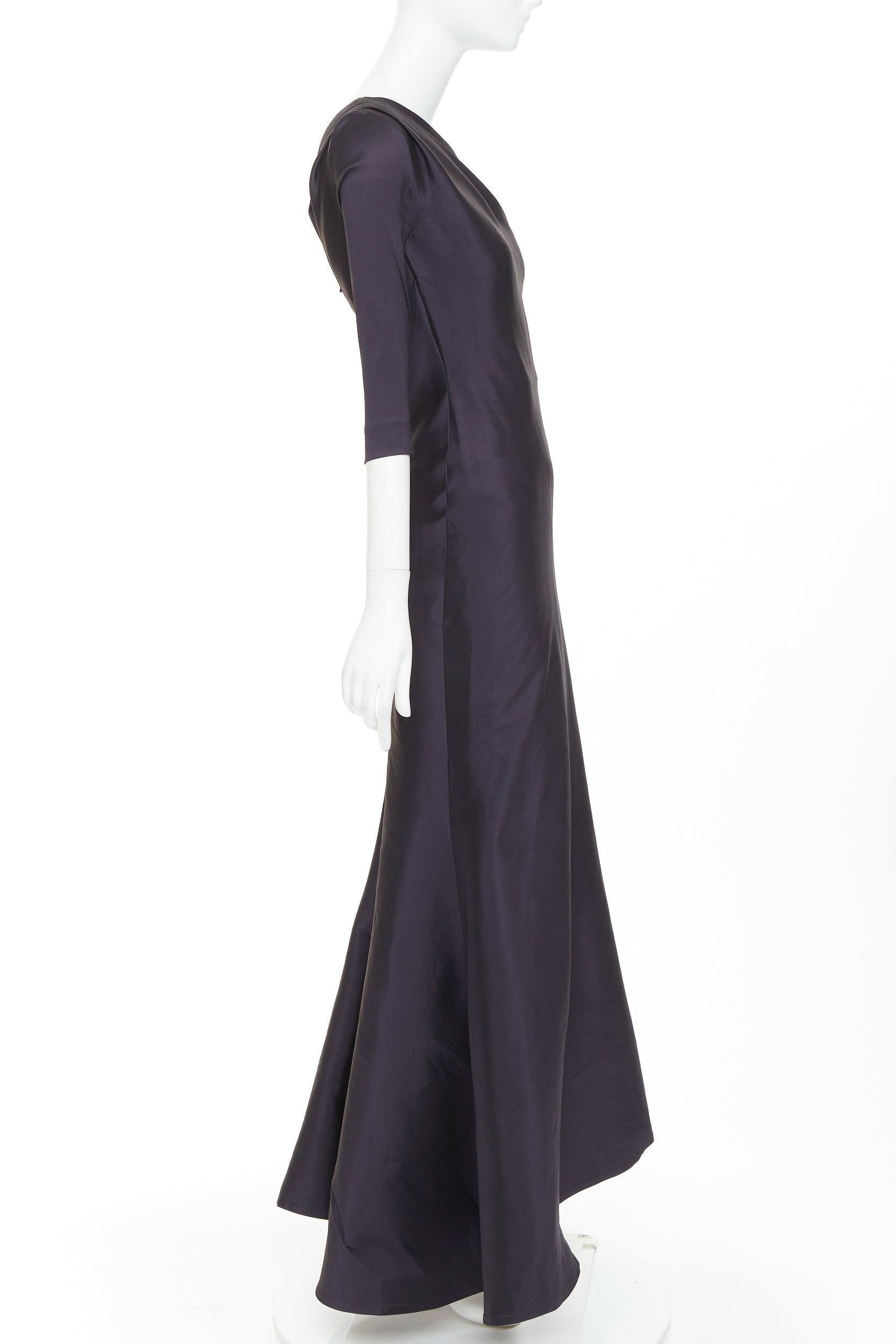 Oscar De La Renta OSCAR DE LA RENTA P13 navy silk tafetta corset bodice one shoulder mermaid gown US0 XS Size XS / US 0-2 / IT 36-38 - 4 Thumbnail