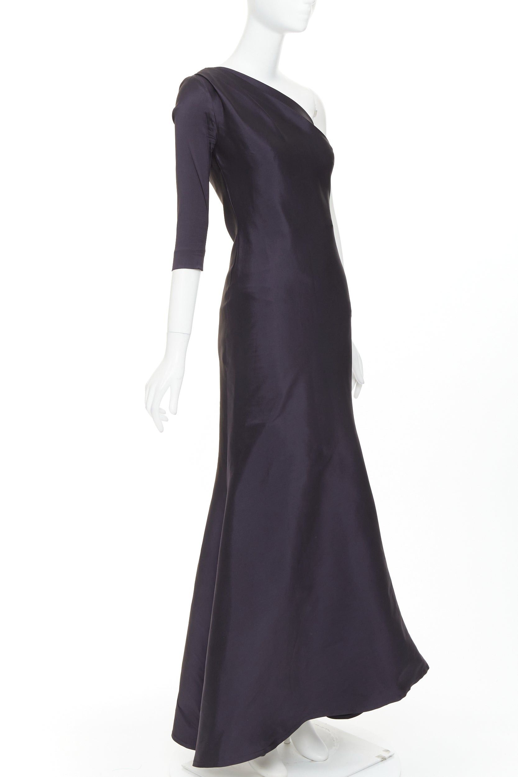 Oscar De La Renta OSCAR DE LA RENTA P13 navy silk tafetta corset bodice one shoulder mermaid gown US0 XS Size XS / US 0-2 / IT 36-38 - 3 Thumbnail